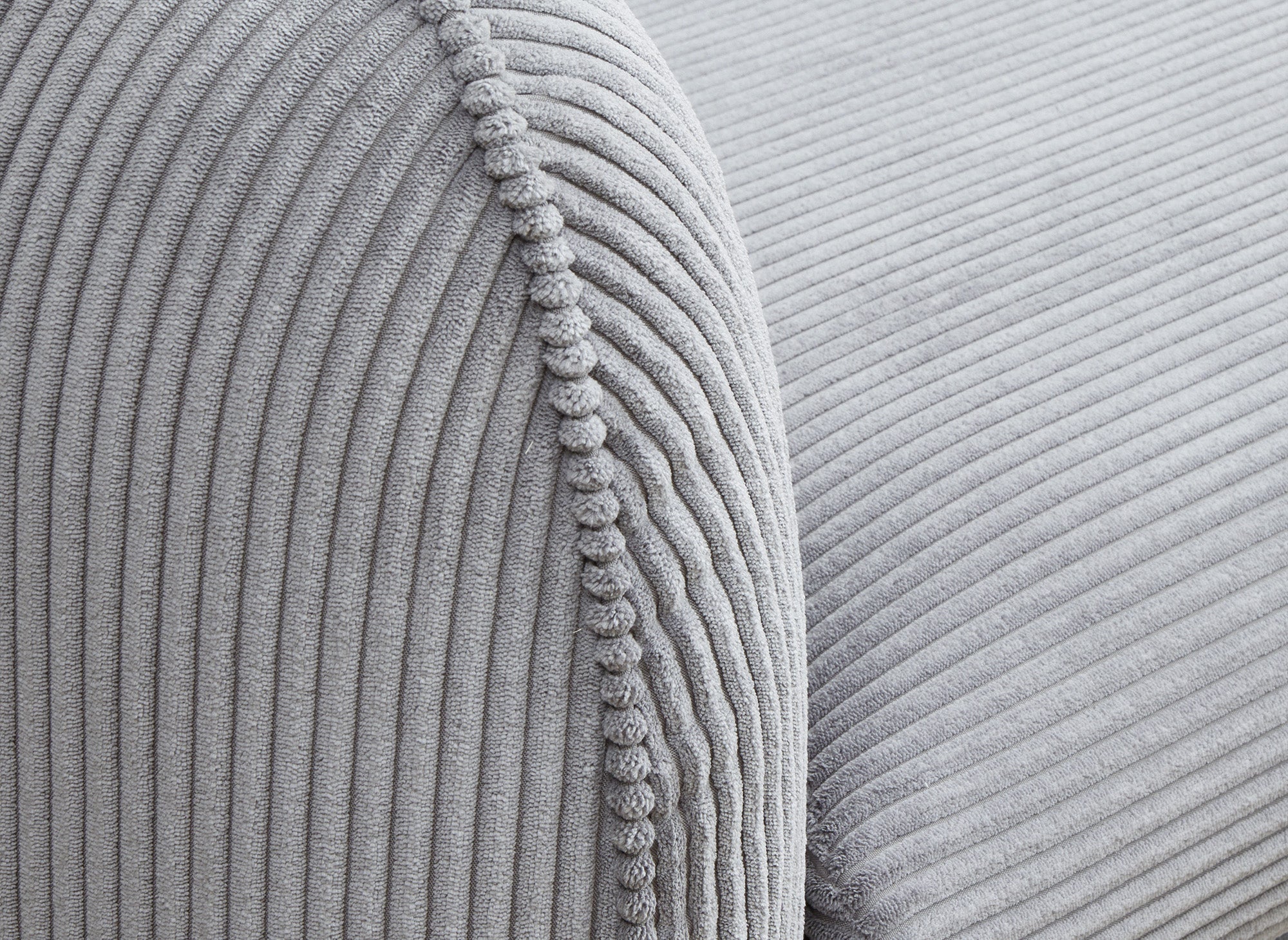 Divano 3 posti in velluto a coste grigio ANDREA