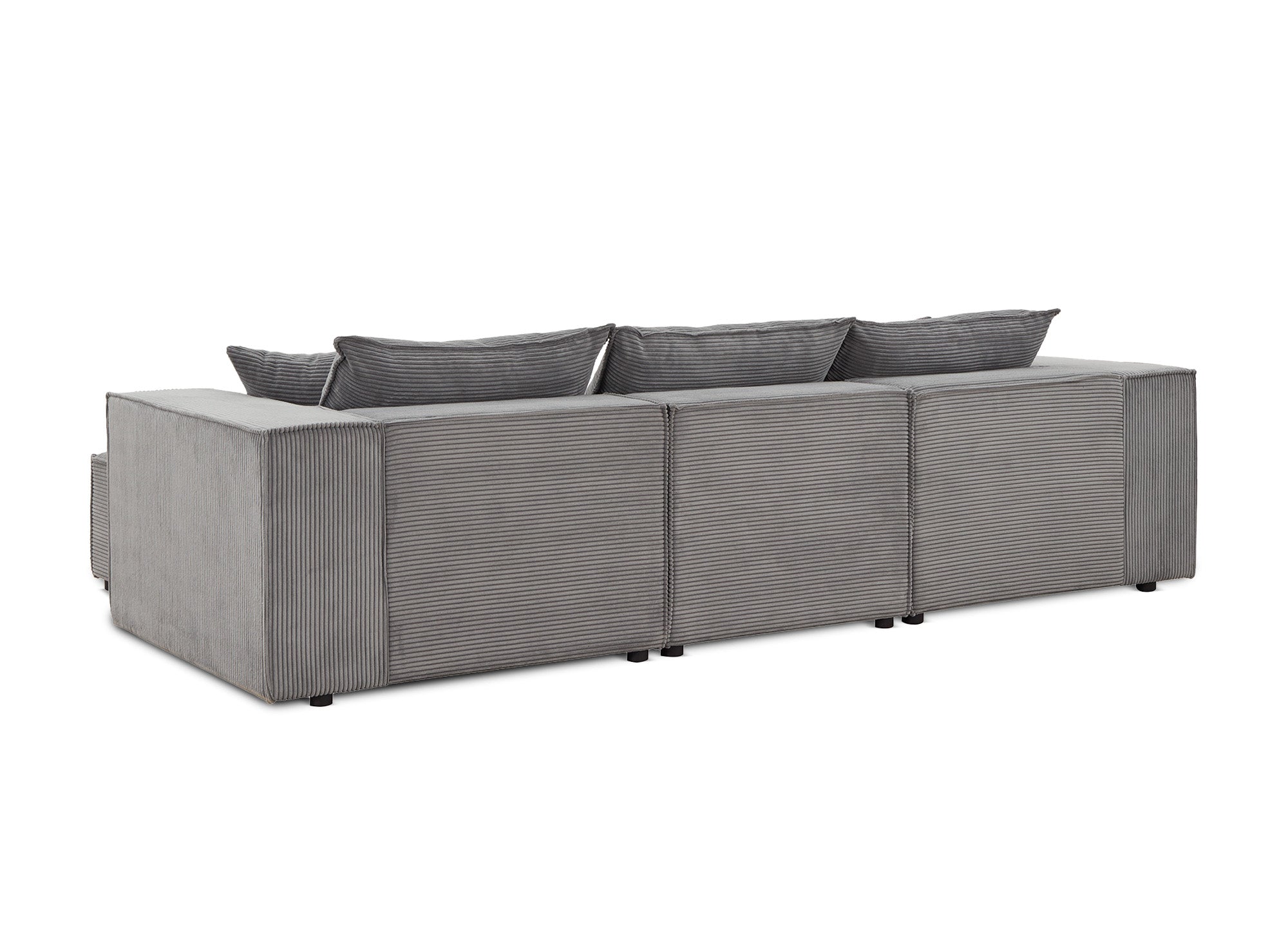 Canapé d'angle modulable en velours côtelé épais gris HARLEM