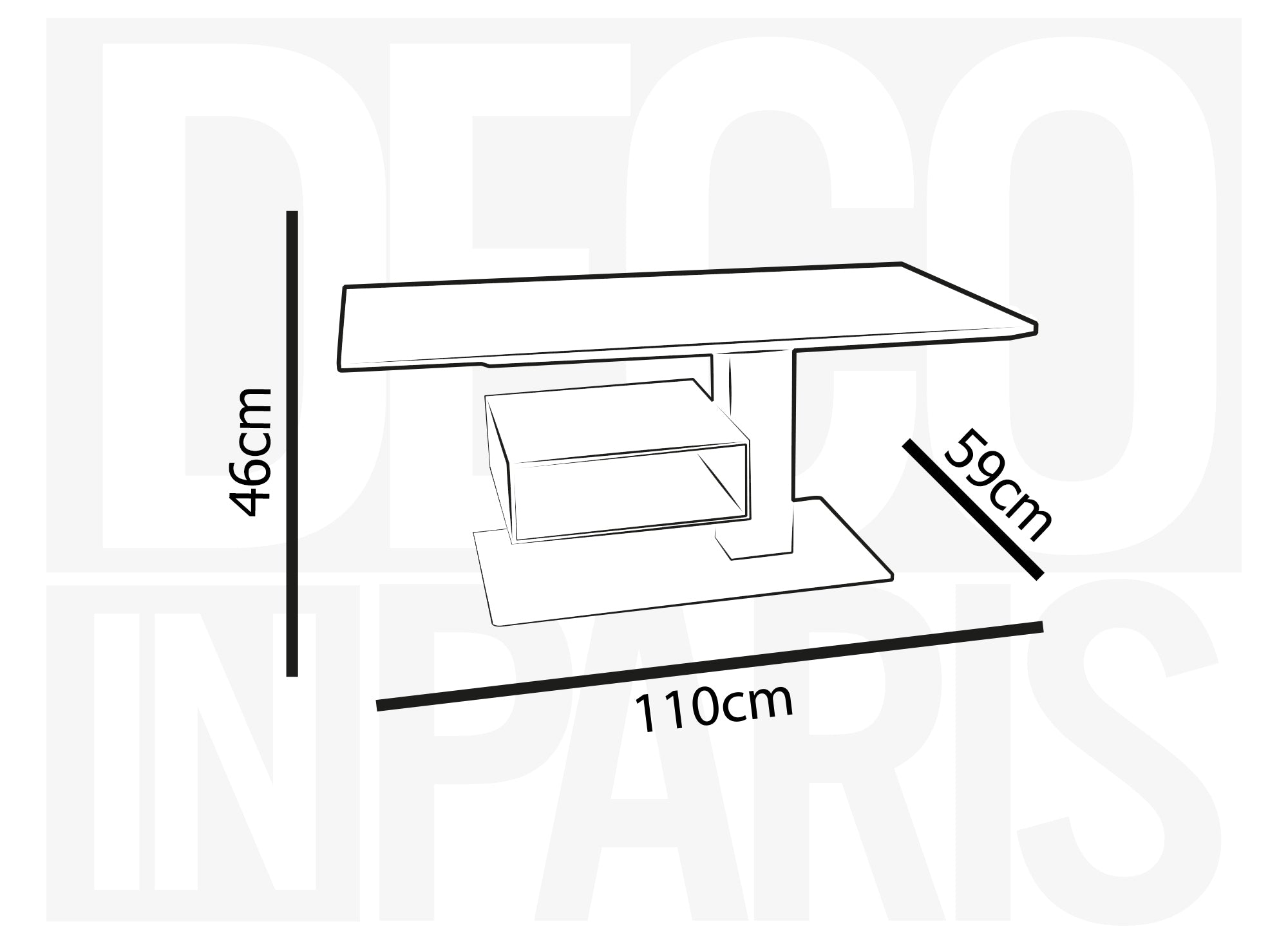 Table basse relevable avec rangement en céramique noir ADELIE