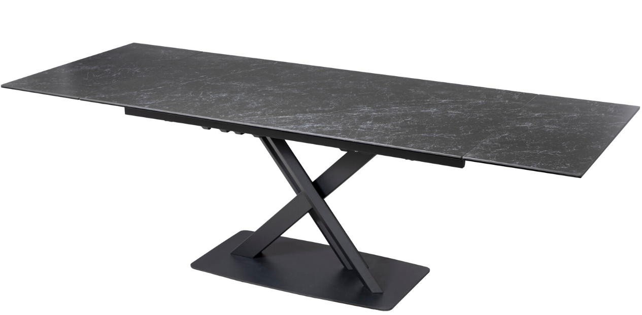 Table à manger extensible en céramique noire 6-10 personnes ELEGANCE