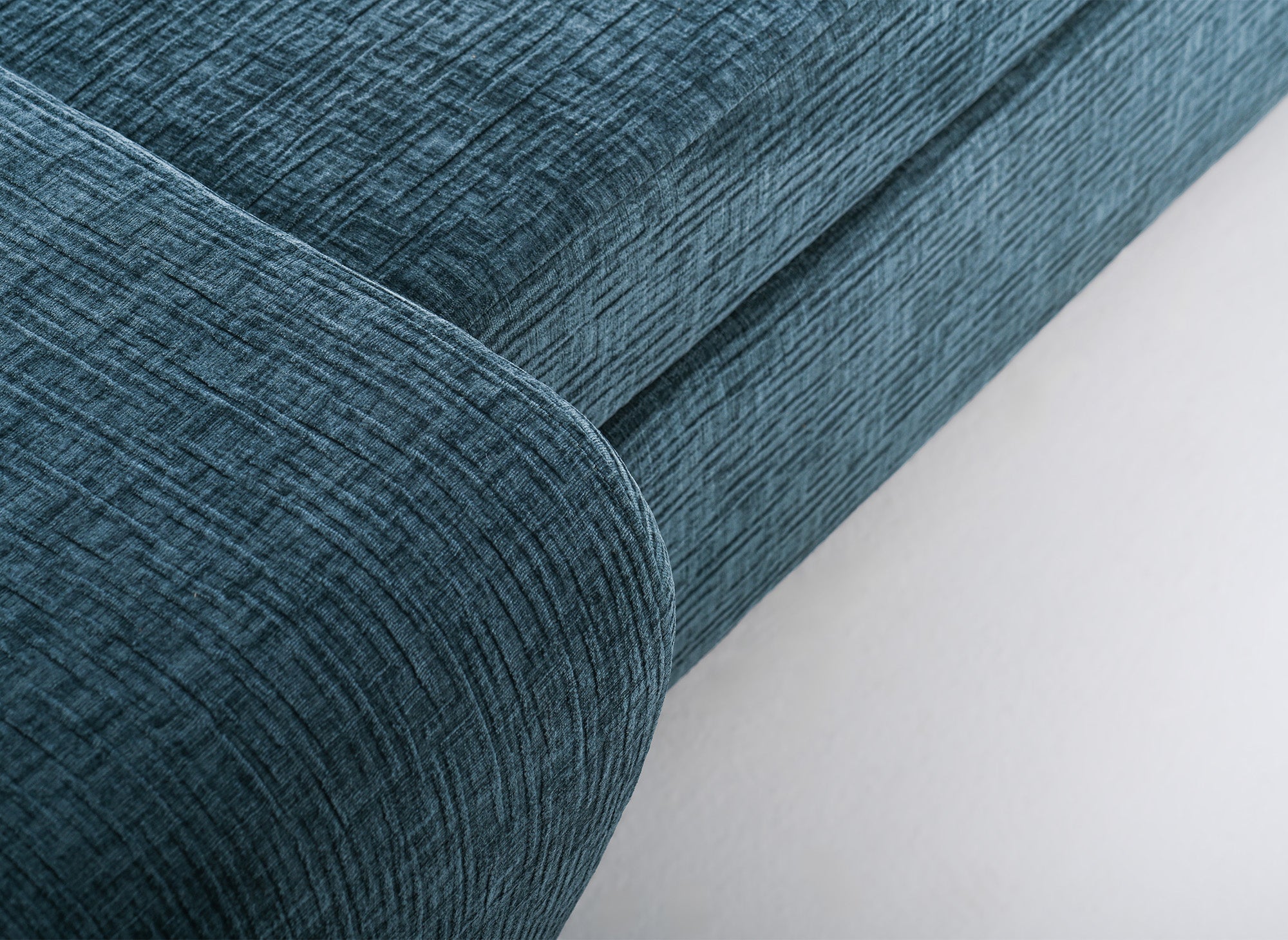 Canapé d'angle convertible réversible avec coffre en velours chiné bleu pétrole SOLEA