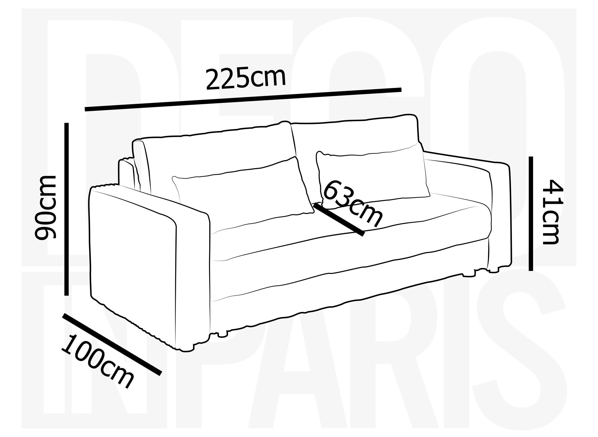 Canapé convertible 3 places avec coffre en velours côtelé épais bleu ZURIA
