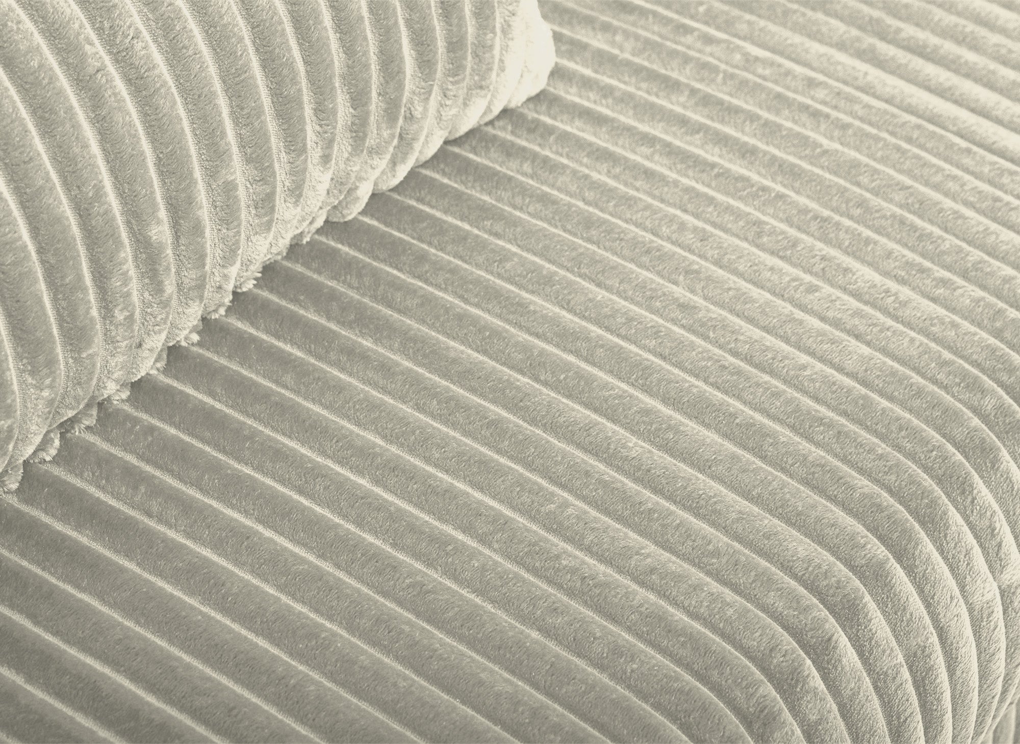 Divano trasformabile a 3 posti ZURIA in velluto a coste spesso beige con cassettiera