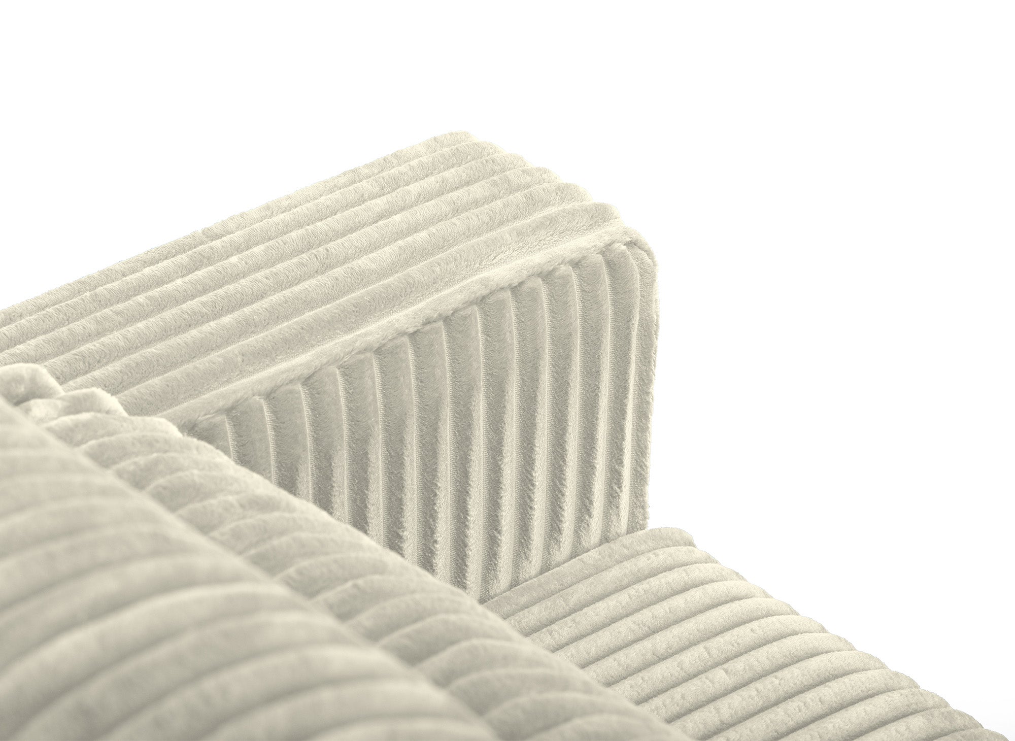 Divano trasformabile a 3 posti ZURIA in velluto a coste spesso beige con cassettiera