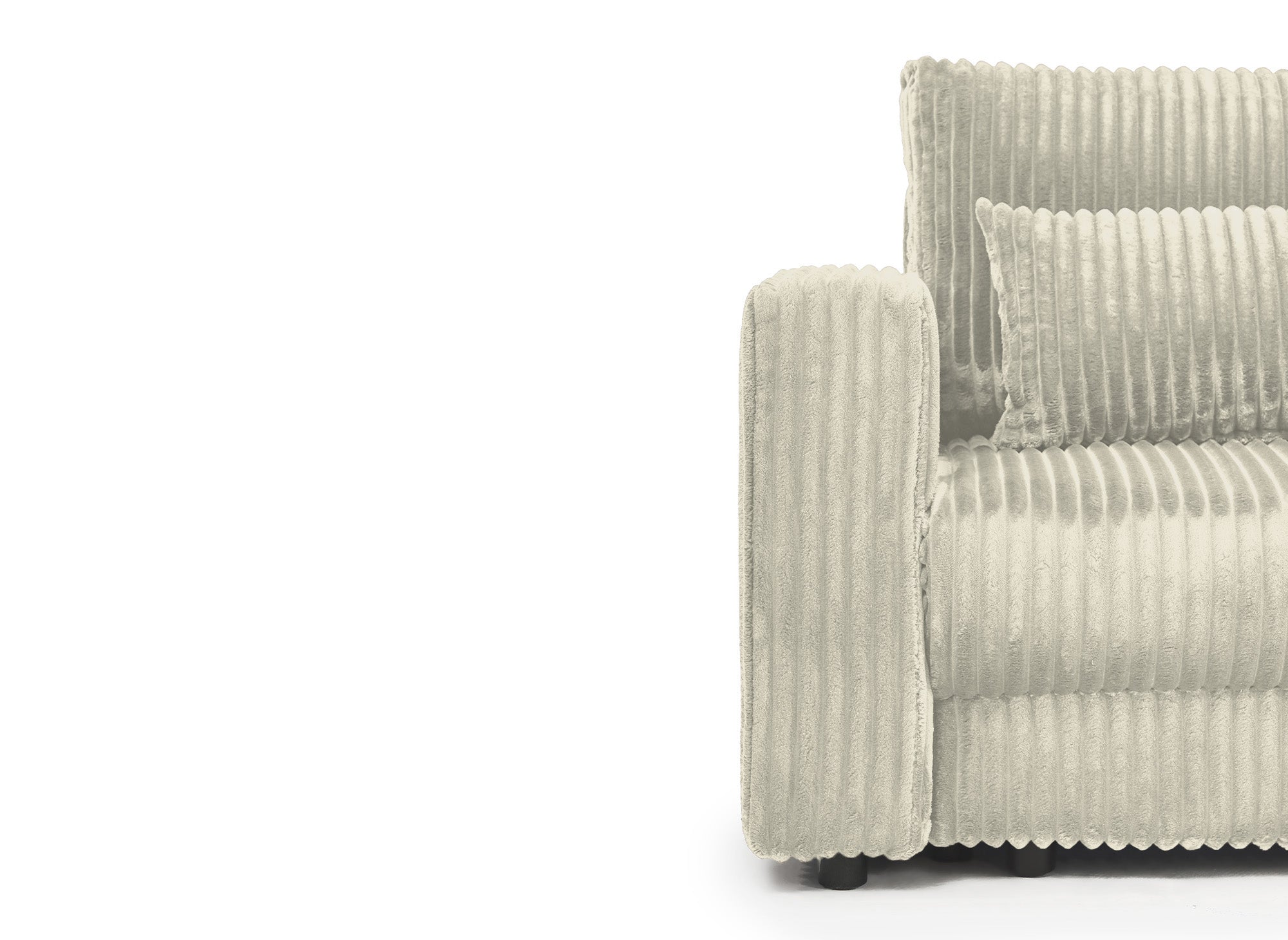 Divano trasformabile a 3 posti ZURIA in velluto a coste spesso beige con cassettiera