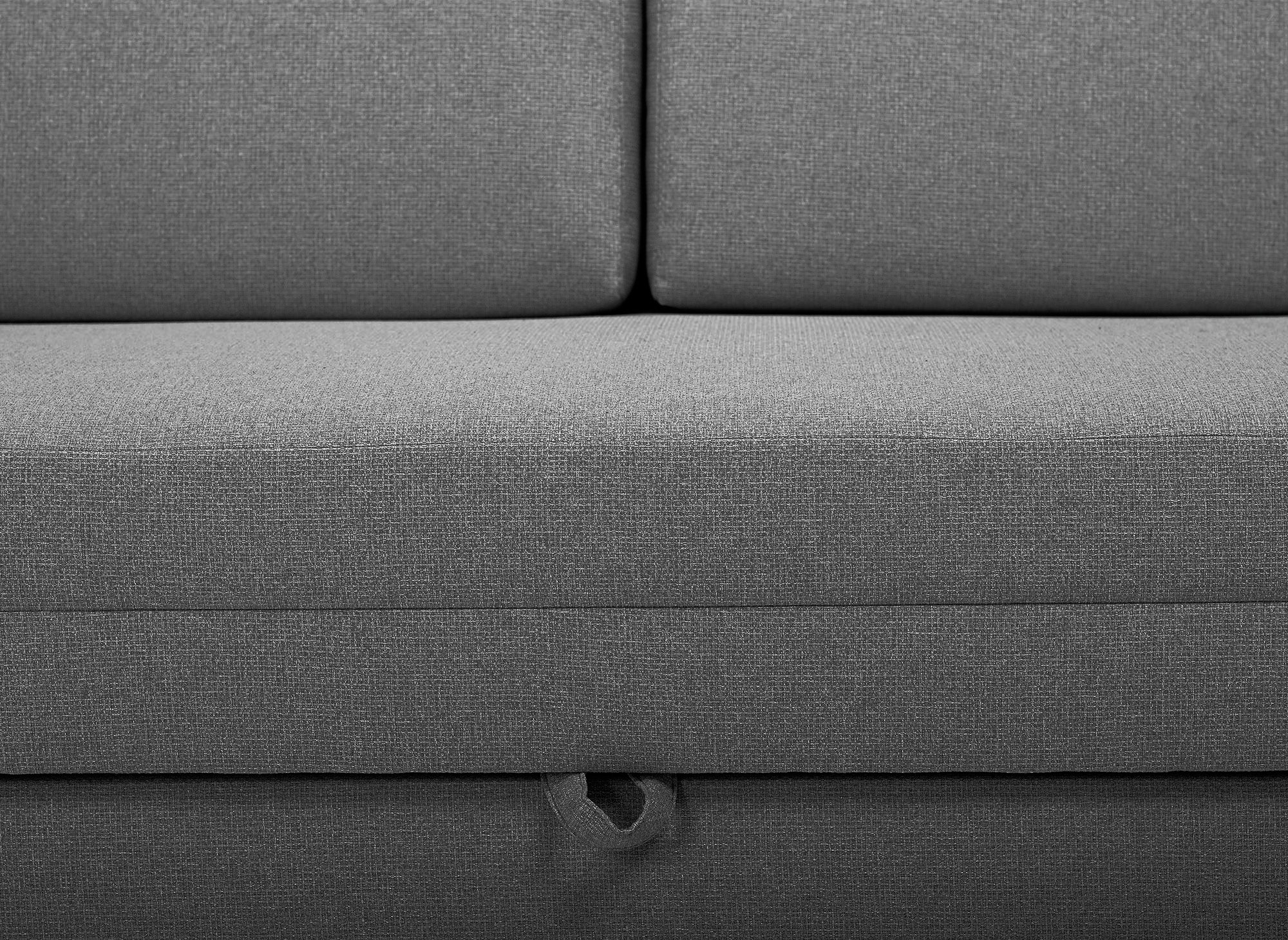Canapé convertible 2 places avec coffre de rangement en tissu gris YERAZ
