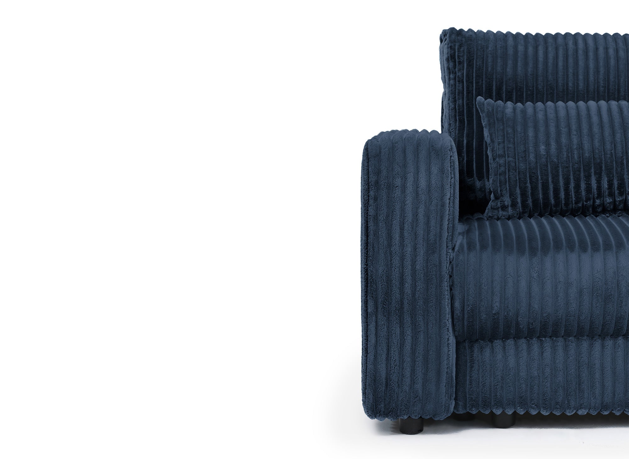 Canapé convertible 3 places avec coffre en velours côtelé épais bleu ZURIA