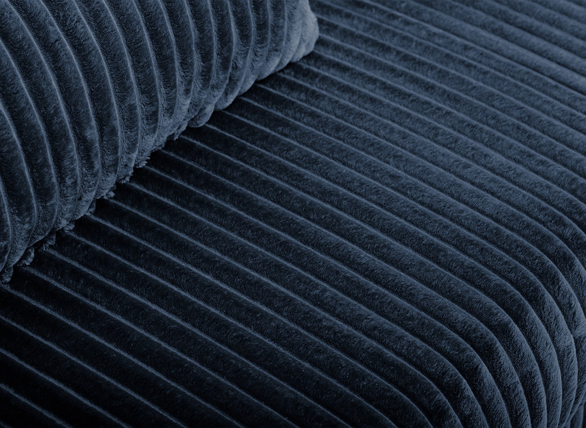 Canapé convertible 3 places avec coffre en velours côtelé épais bleu ZURIA