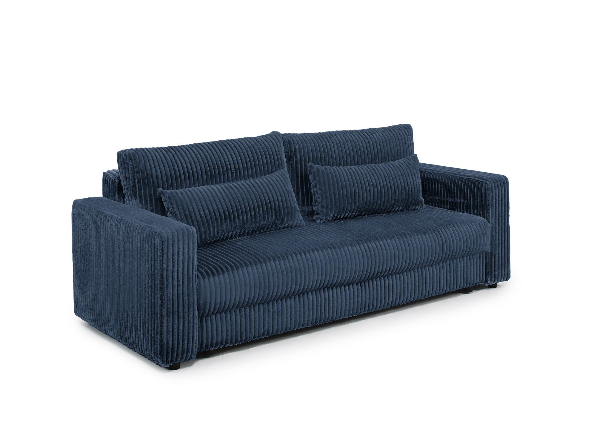 Canapé convertible 3 places avec coffre en velours côtelé épais bleu ZURIA