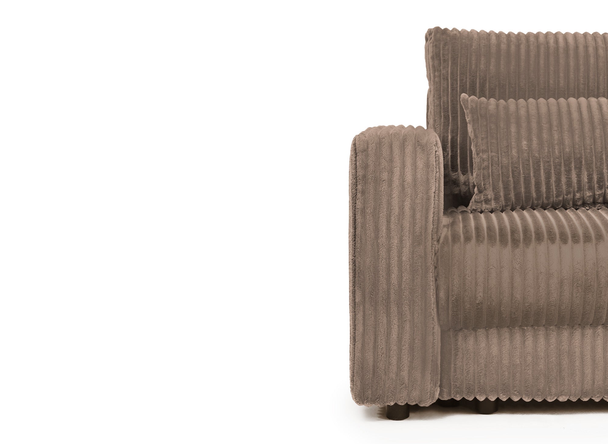 Canapé convertible 3 places avec coffre en velours côtelé épais taupe ZURIA