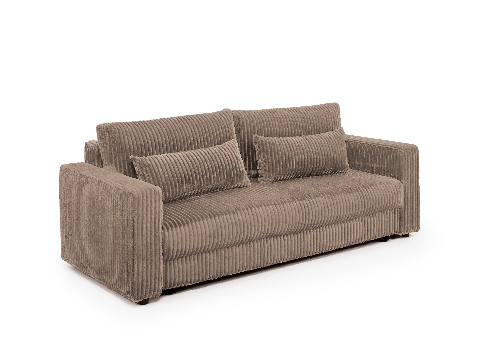 Canapé convertible 3 places avec coffre en velours côtelé épais taupe ZURIA