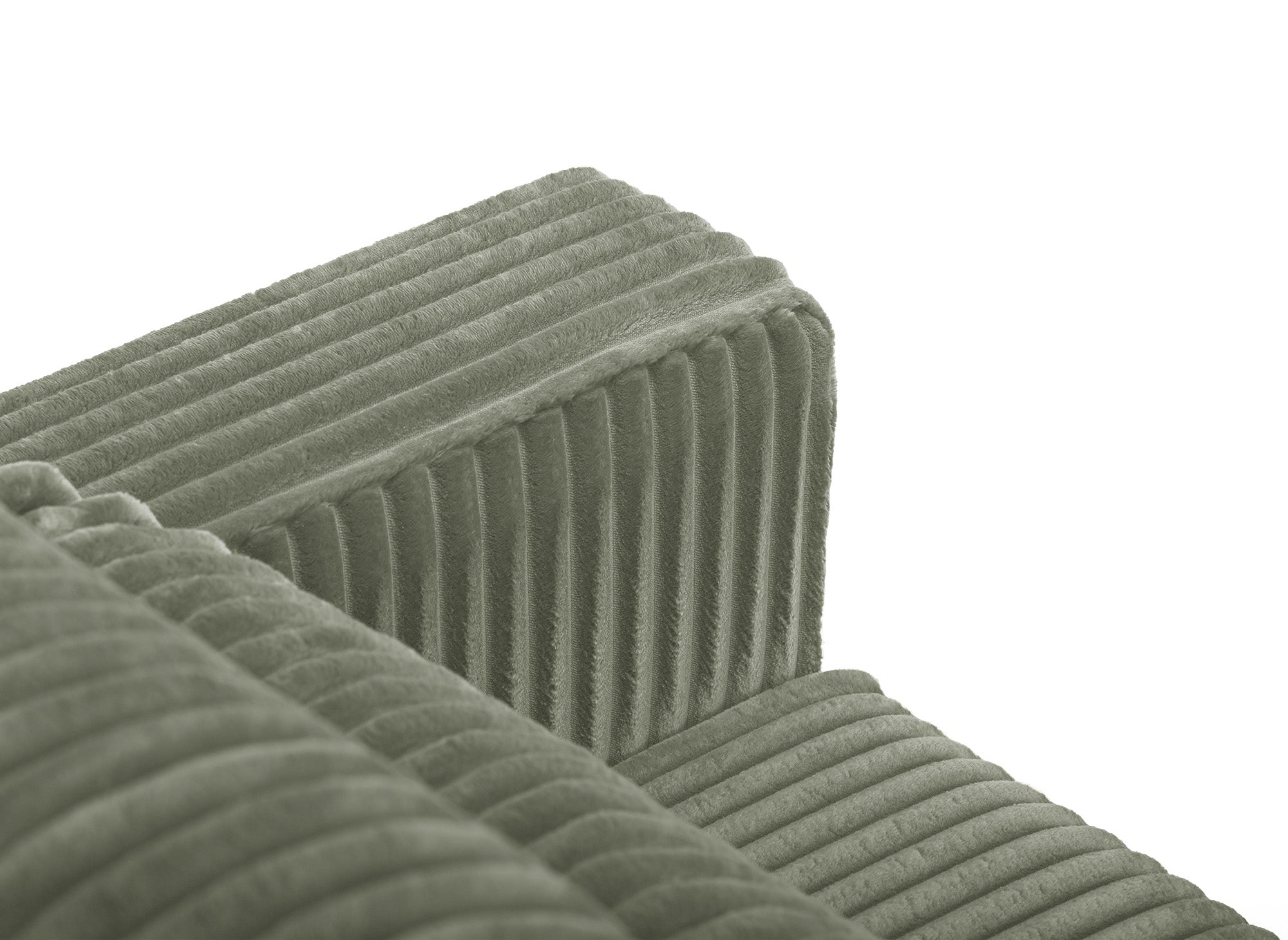 Divano trasformabile a 3 posti con cassapanca in spesso velluto a coste verde kaki ZURIA