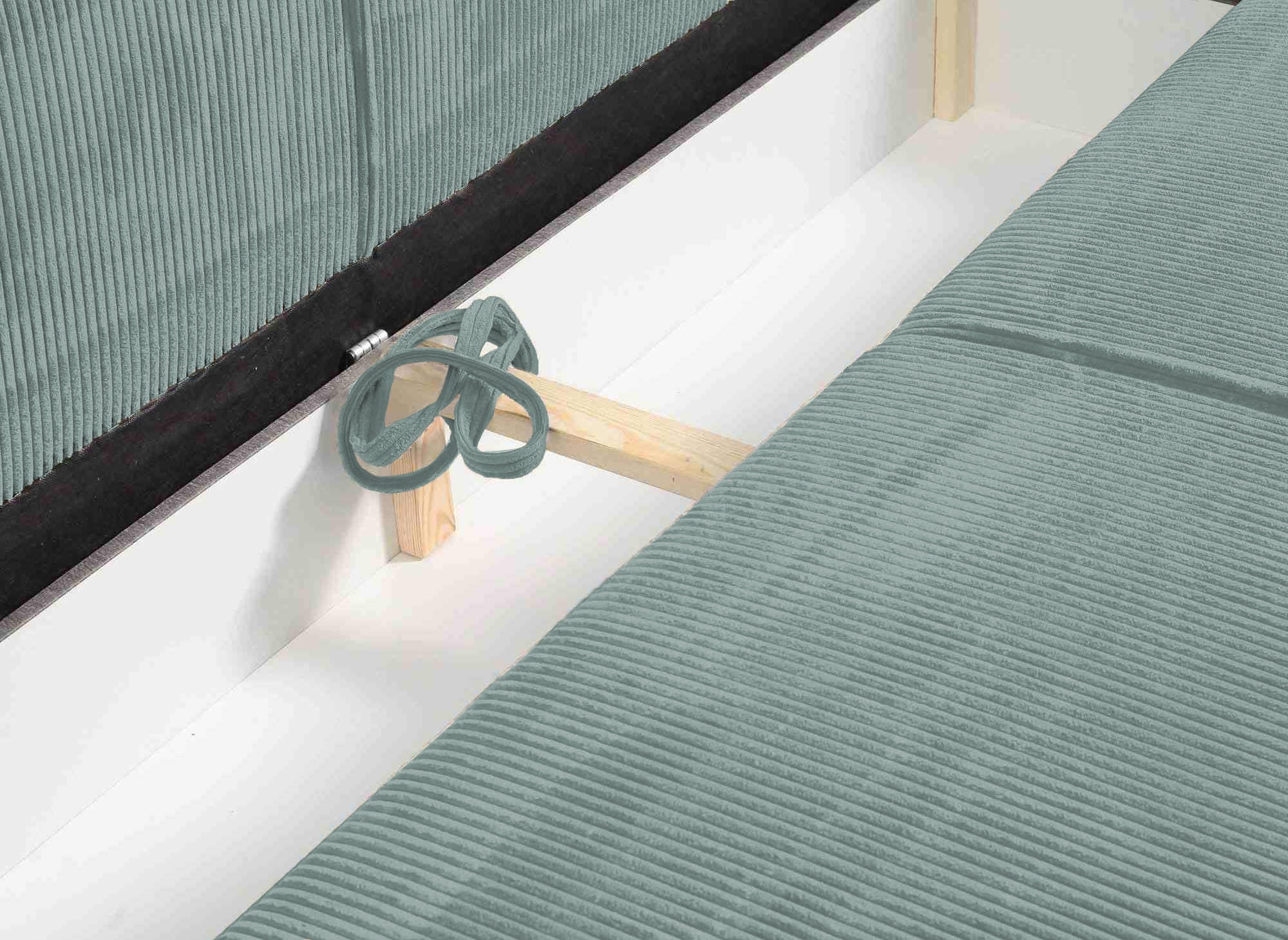 Canapé 3 places avec coffre en velours vert d'eau JADE