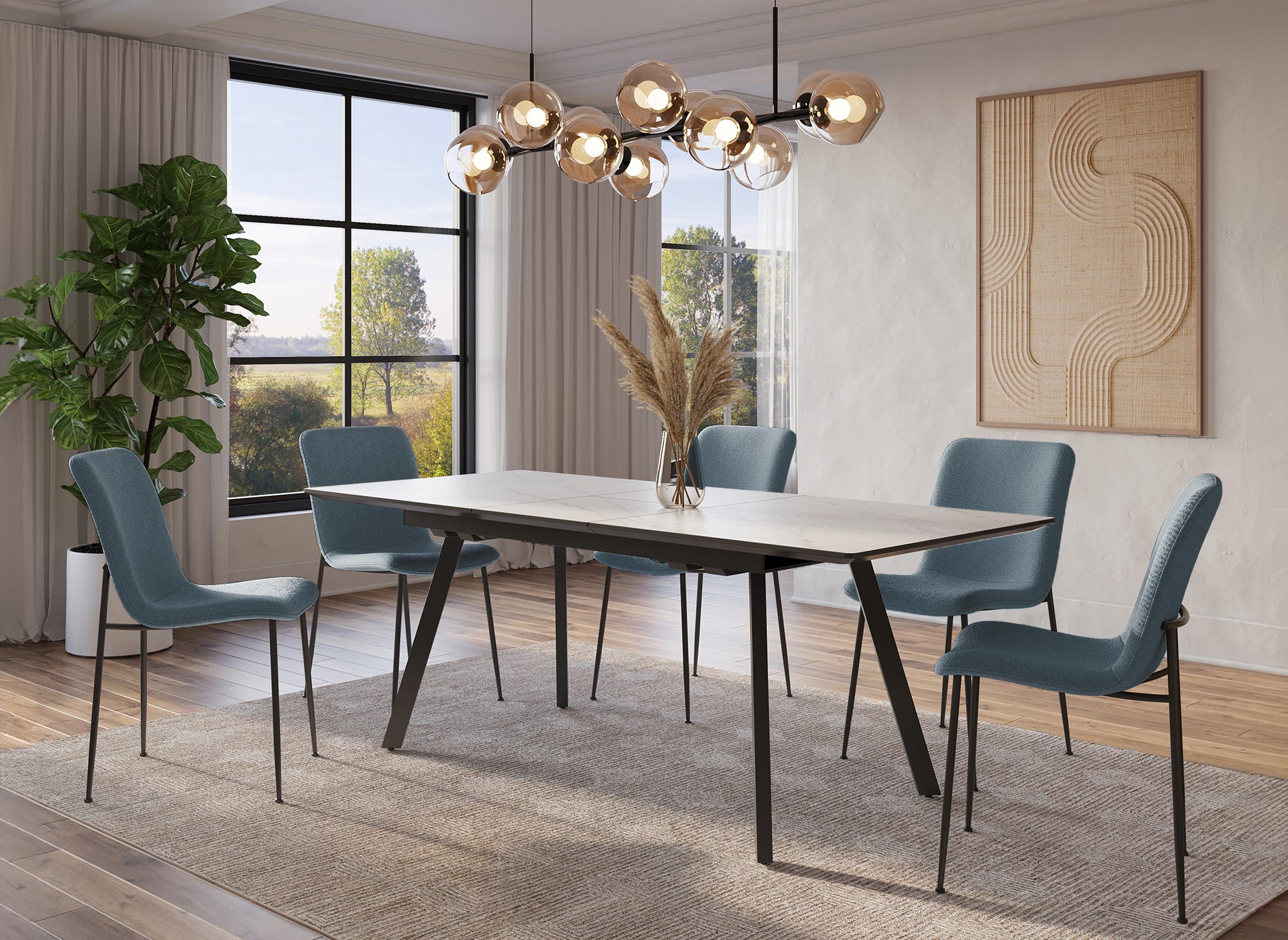 Lot de 4 chaises en tissu bleu CHERYL