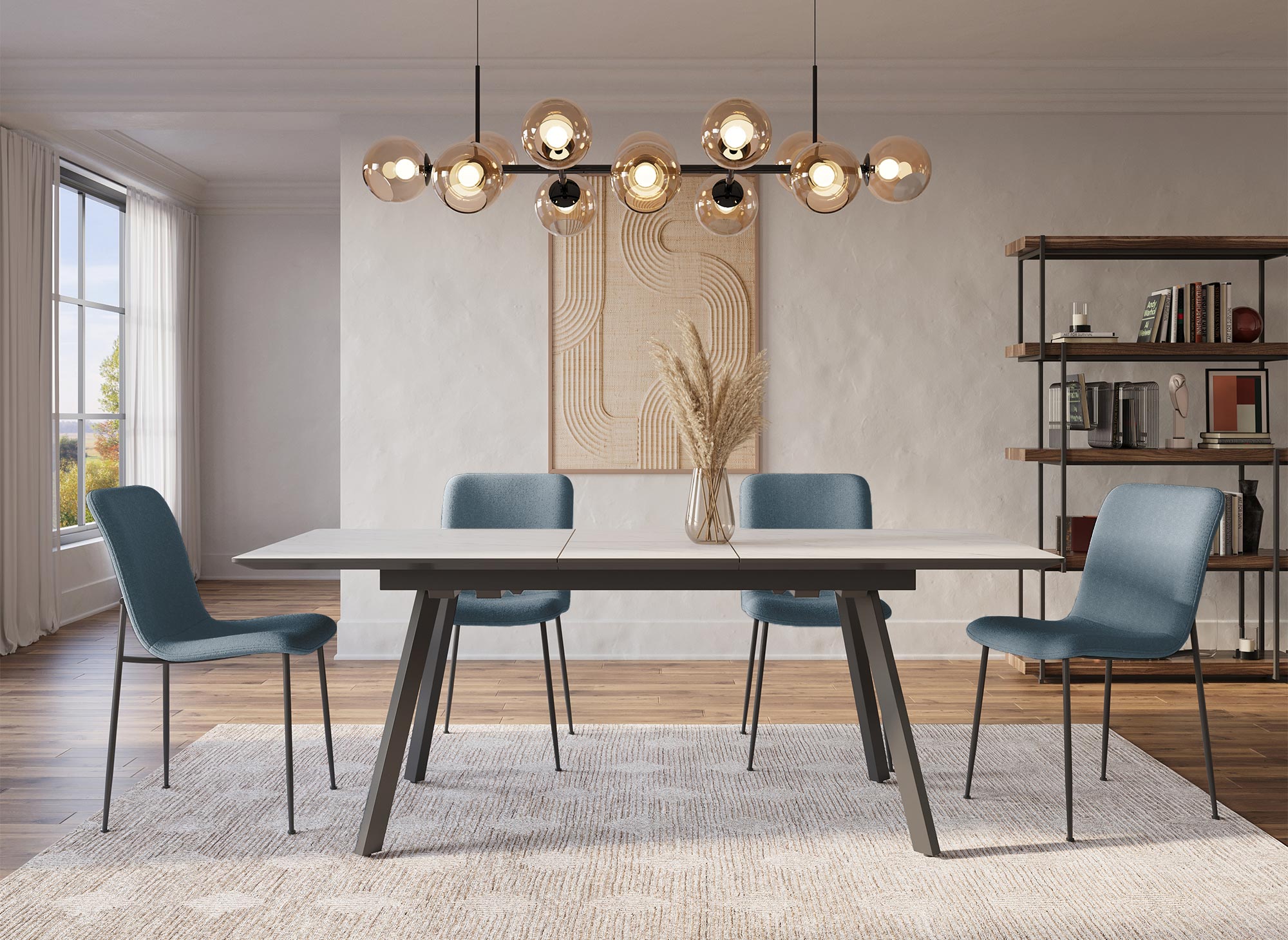 Lot de 4 chaises en tissu bleu CHERYL