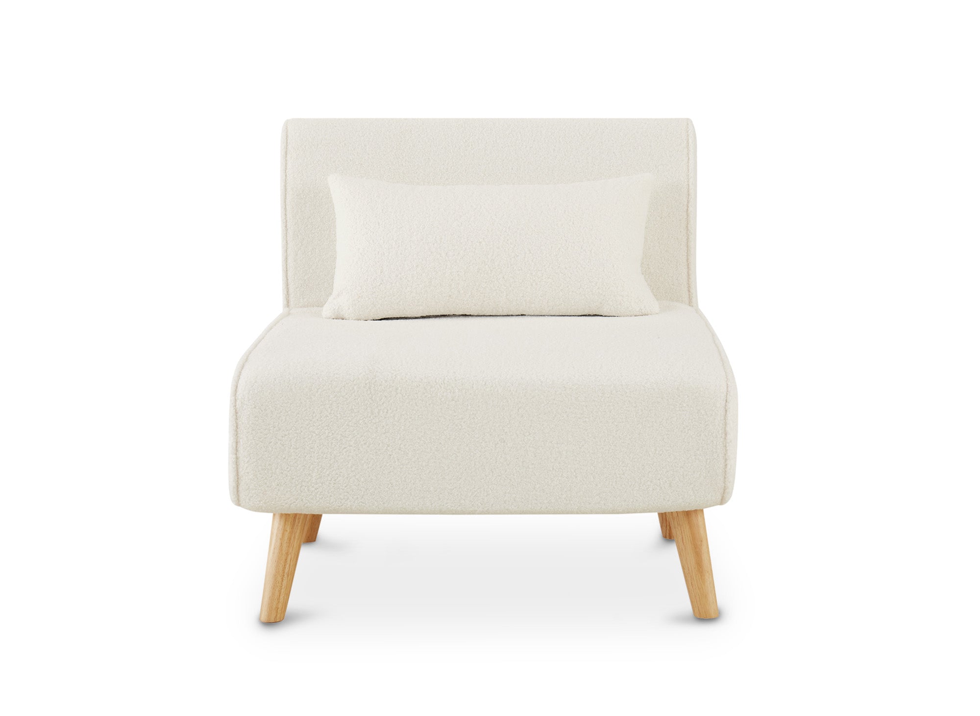 Fauteuil convertible en tissu effet peau de mouton blanc écru TONKA