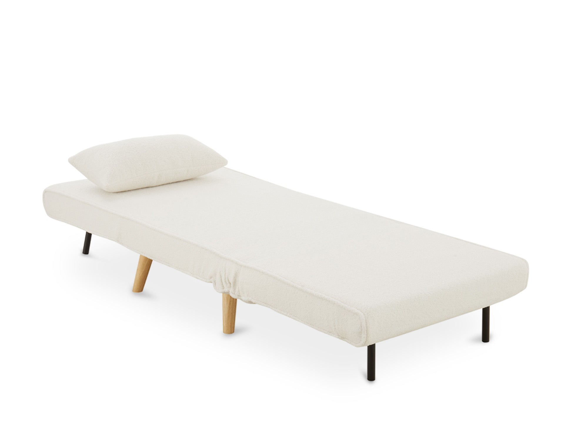 Fauteuil convertible en tissu effet peau de mouton blanc écru TONKA