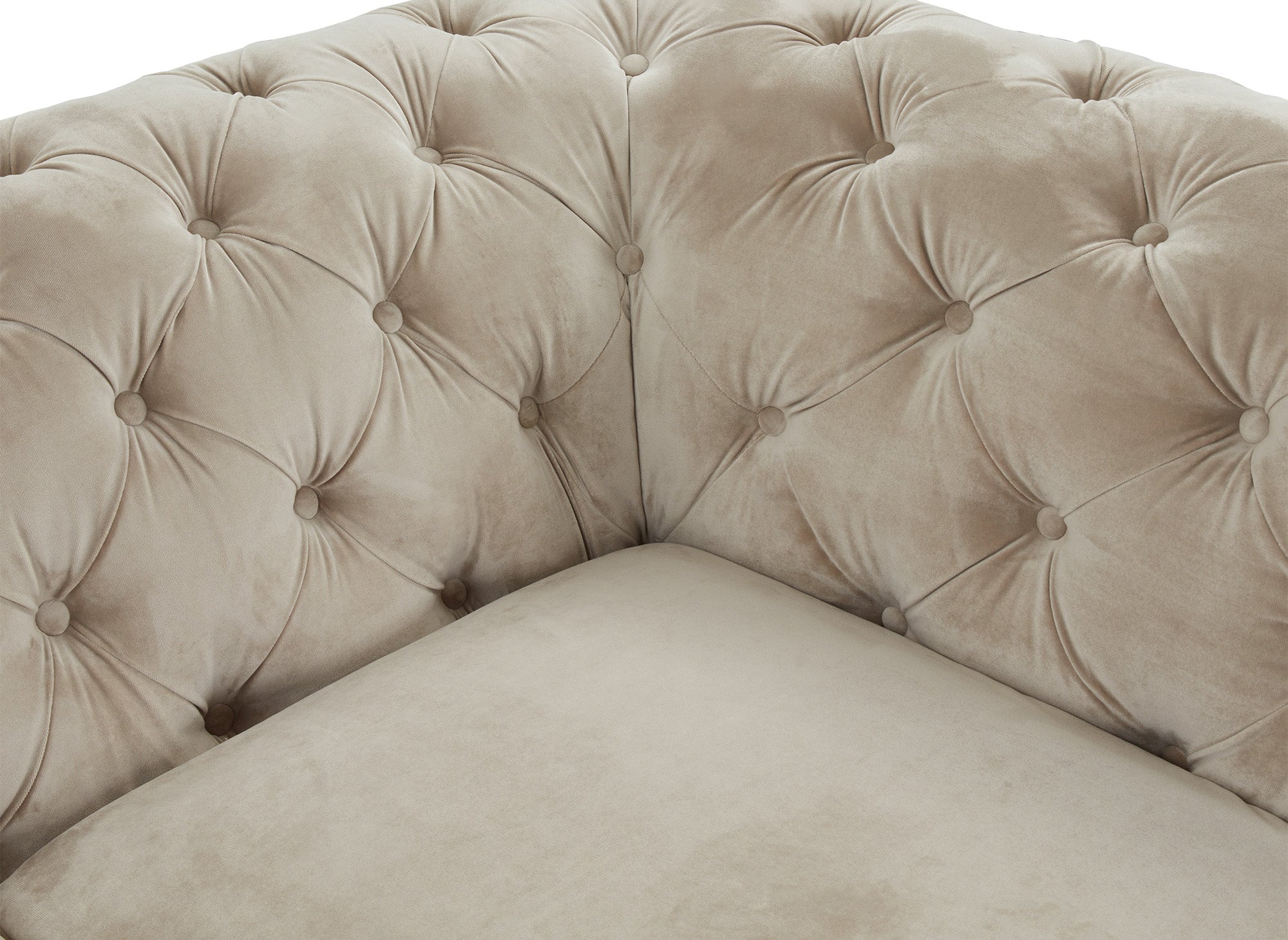 Canapé 2 places capitonné chesterfield velours beige CARMEN