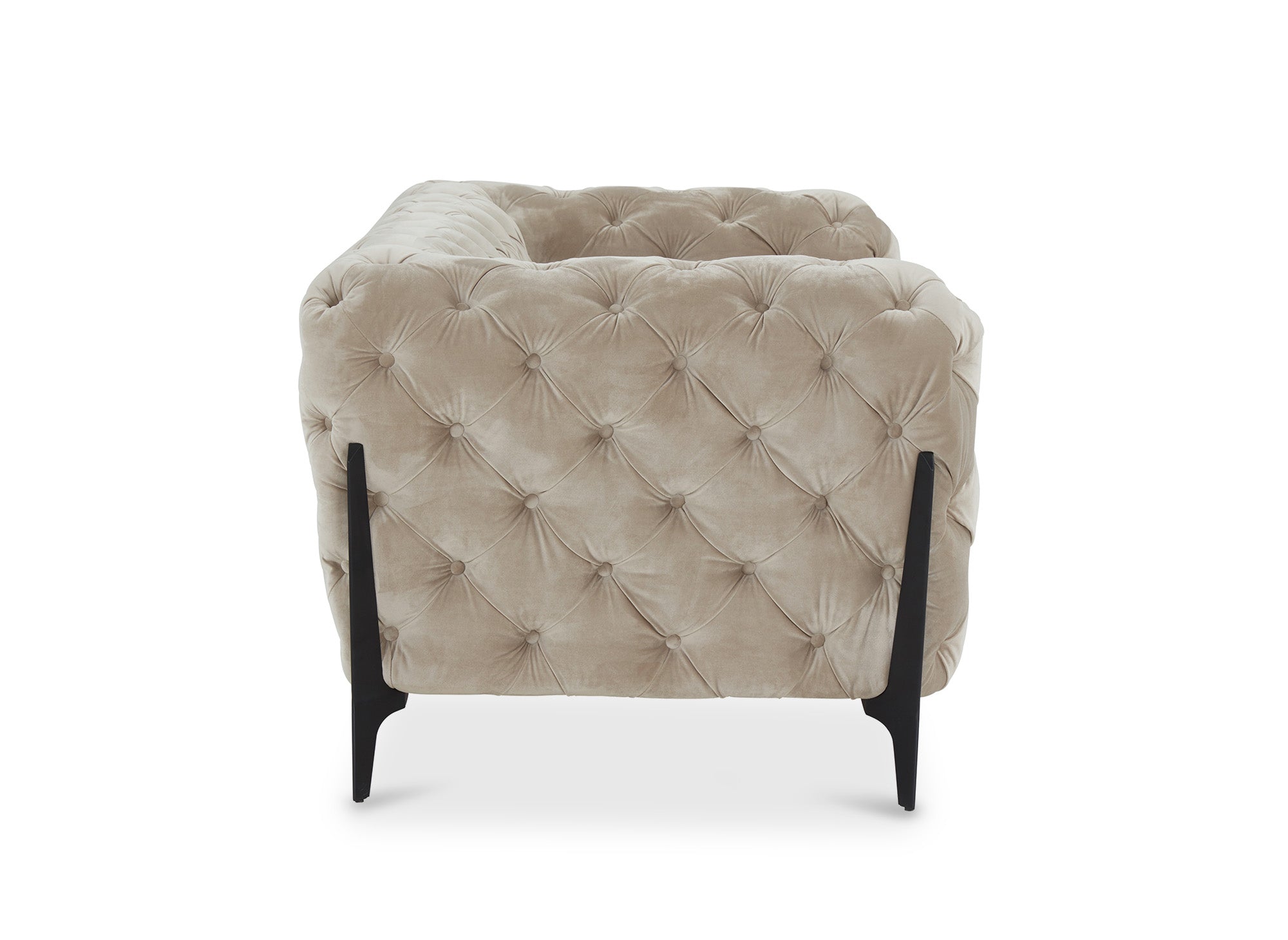 Canapé 2 places capitonné chesterfield velours beige CARMEN