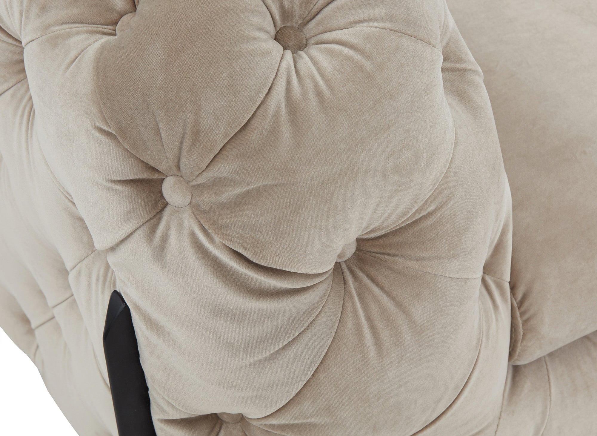 Canapé 3 places capitonné chesterfield velours beige CARMEN