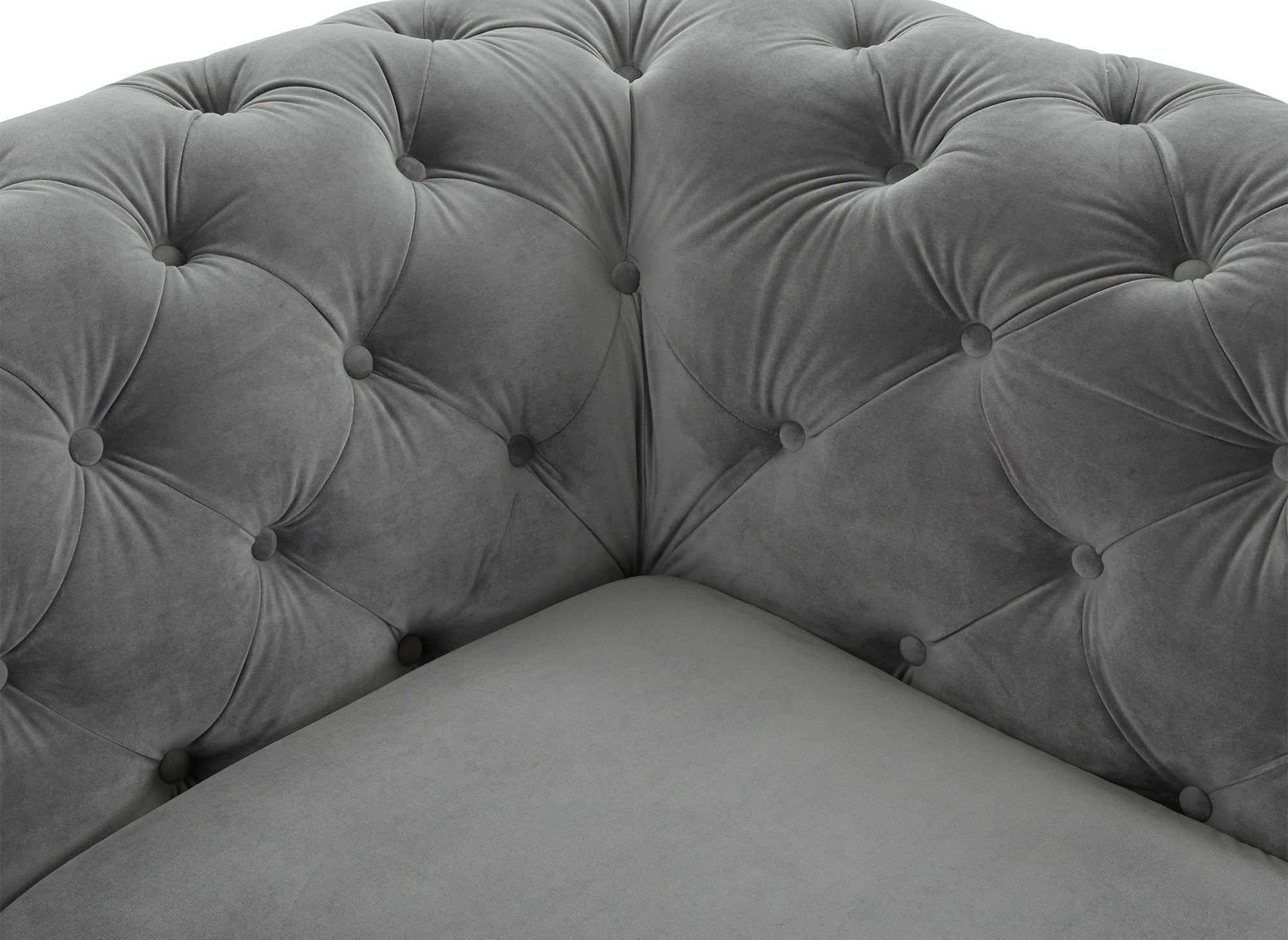 Canapé 3 places capitonné chesterfield velours gris CARMEN