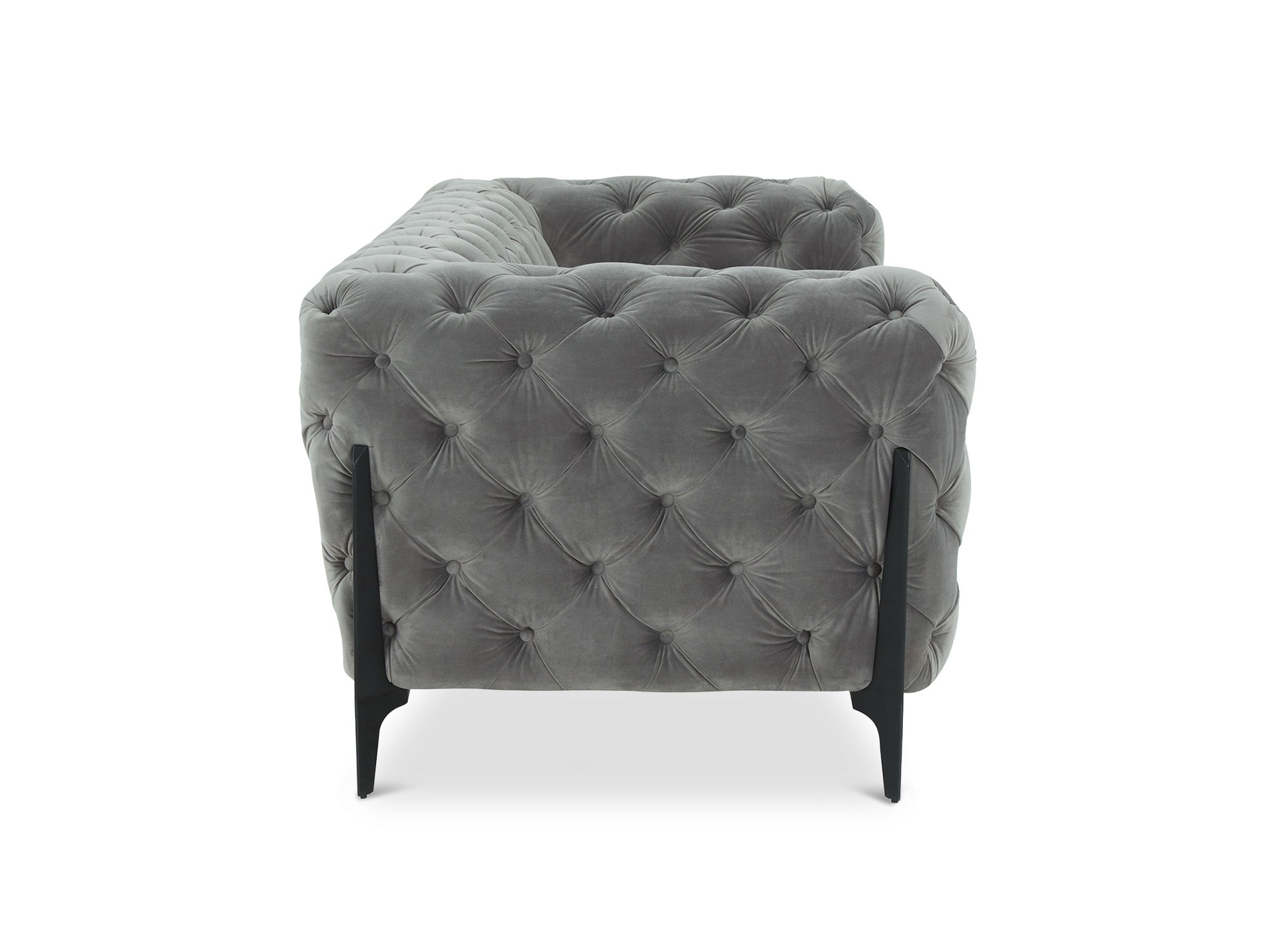 Canapé 3 places capitonné chesterfield velours gris CARMEN