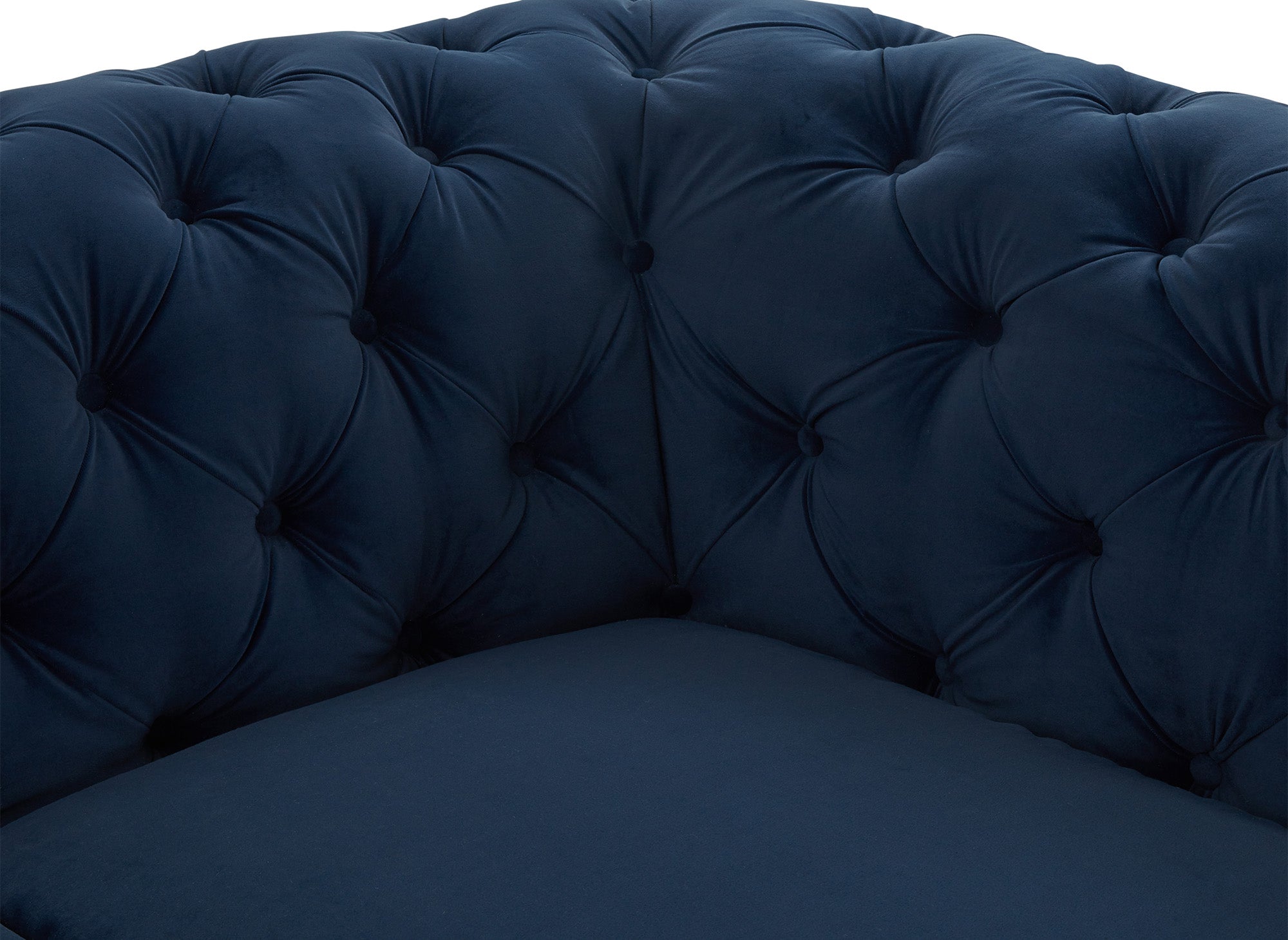 Canapé 2 places capitonné chesterfield velours bleu CARMEN