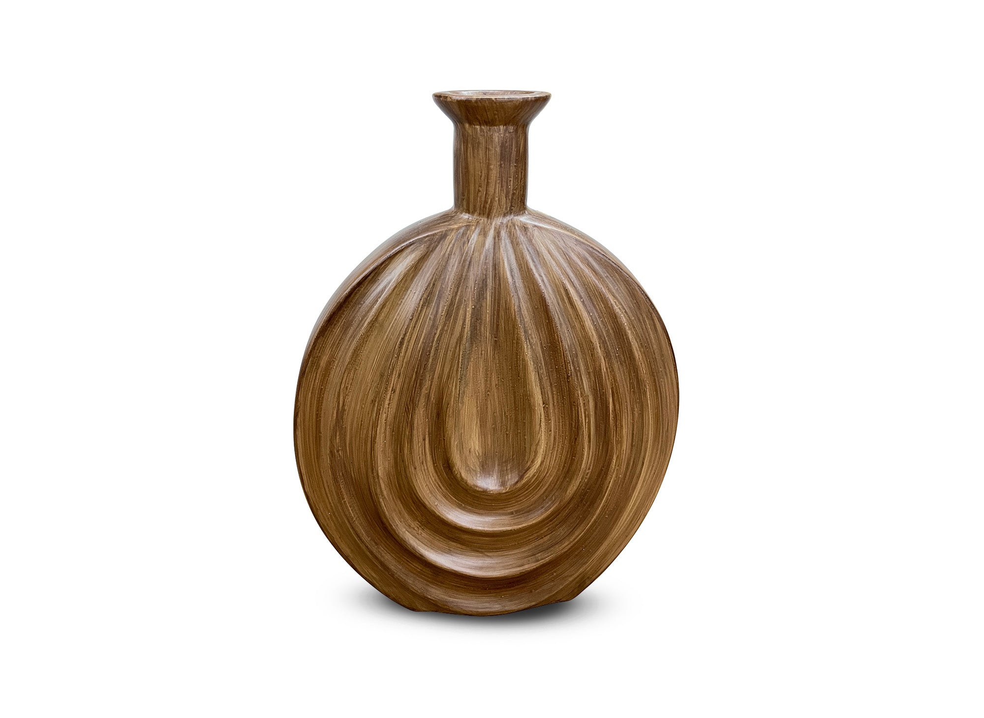Vase boule en polyrésine imitation bois H31 cm DERYA