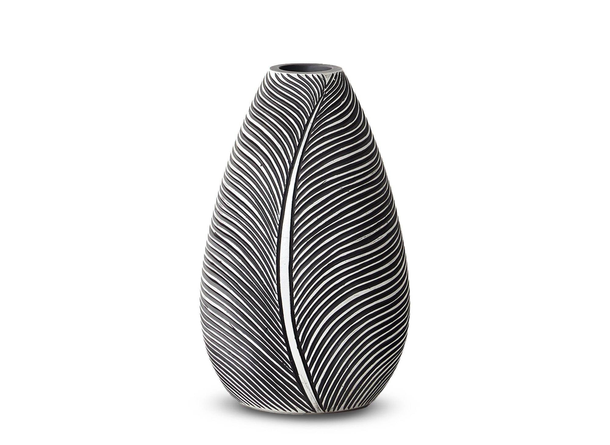 Vase en résine noir et blanc H30 cm EBENE