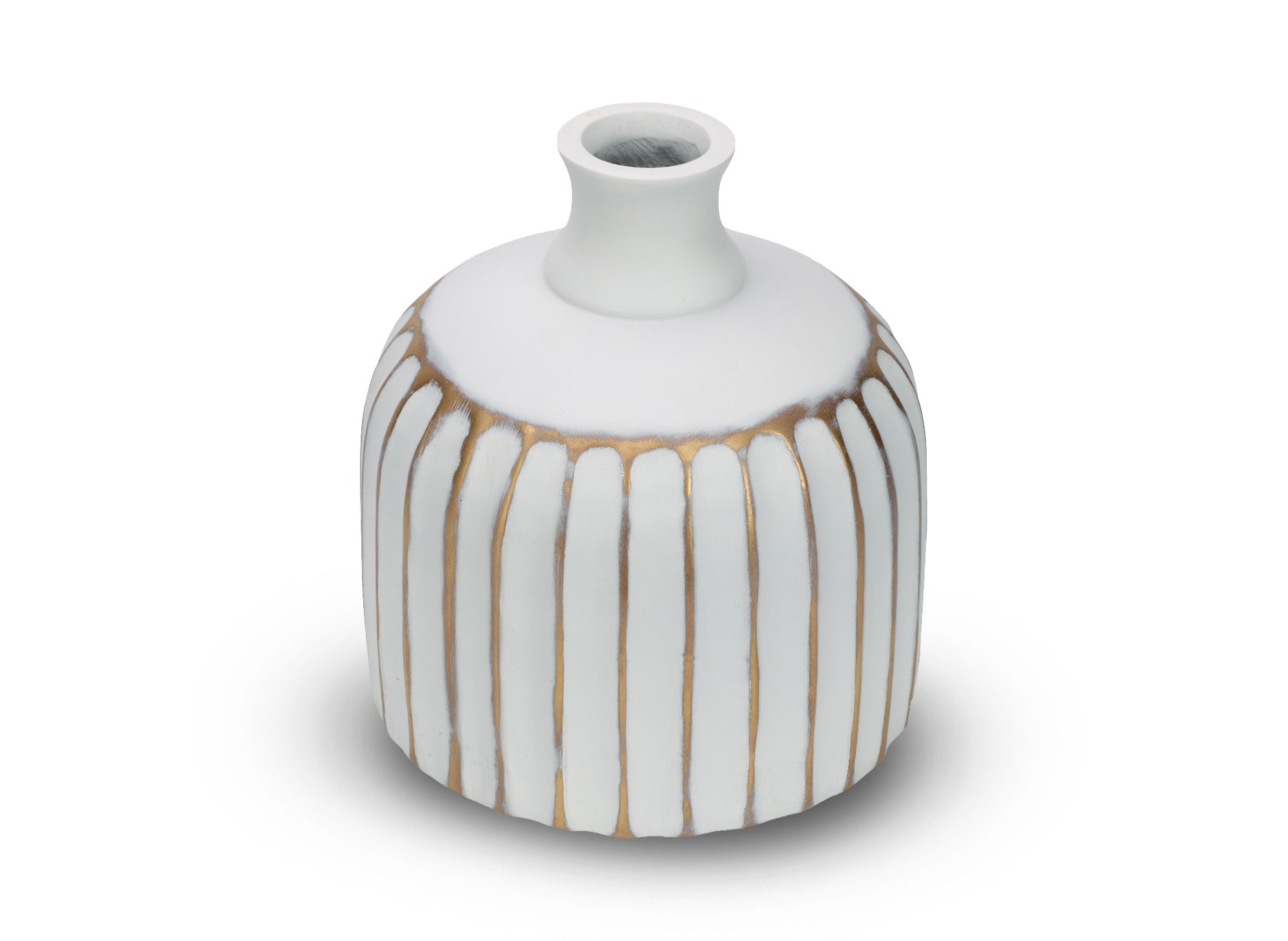 Vase en polyrésine blanc et doré H19 cm ARCA