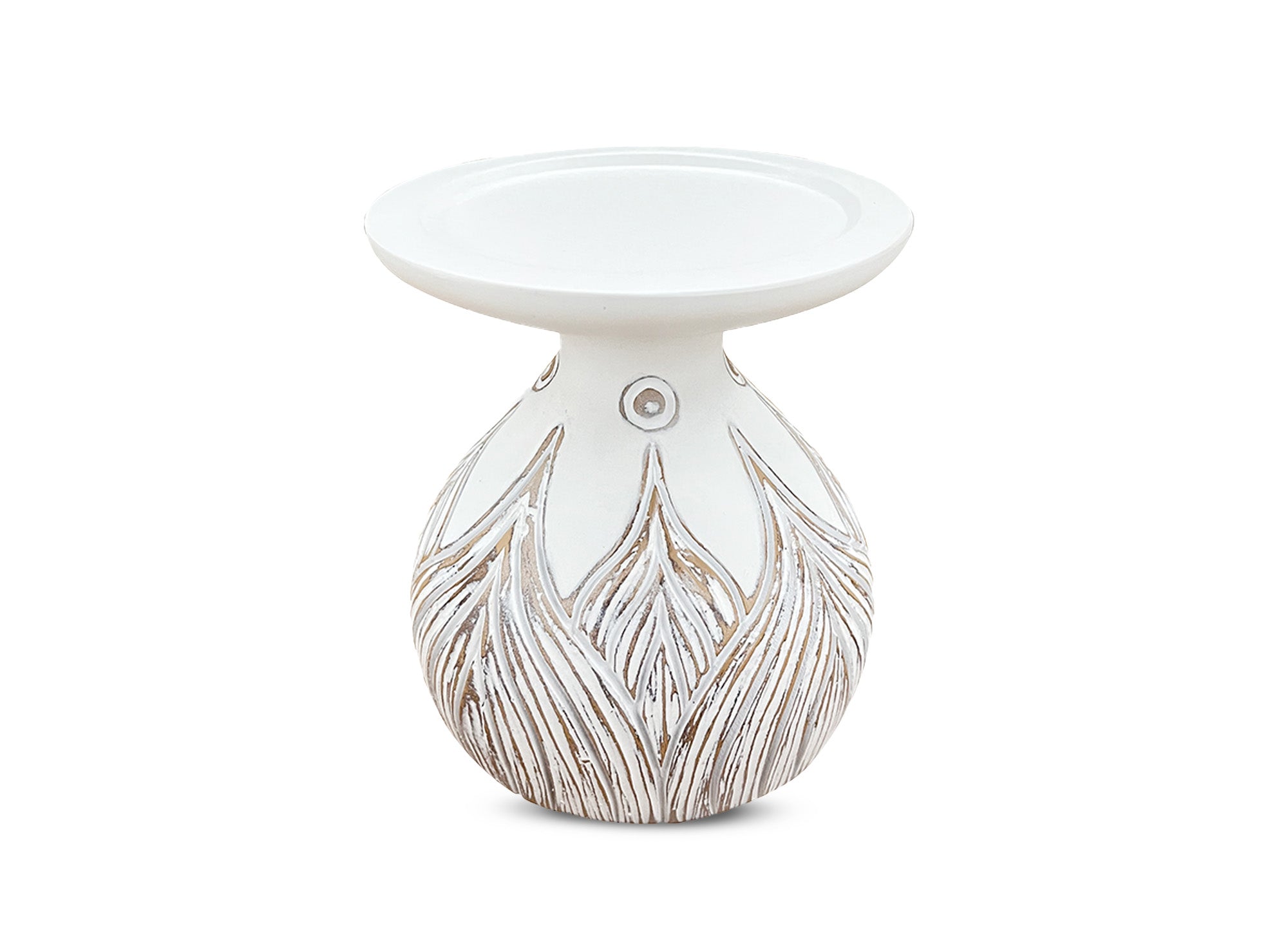 Bougeoir en polyrésine blanc H16 cm MANOLIS