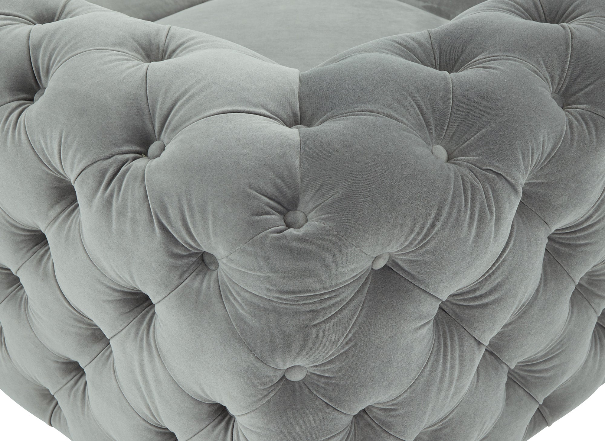 Canapé d'angle capitonné chesterfield velours gris CARMEN