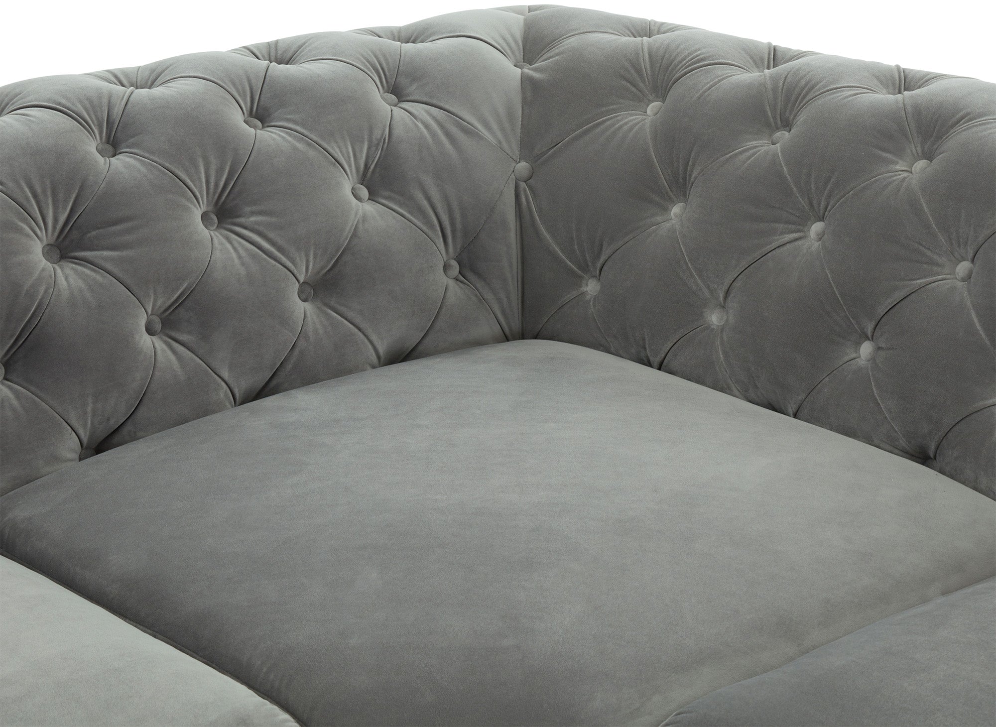 Canapé d'angle capitonné chesterfield velours gris CARMEN