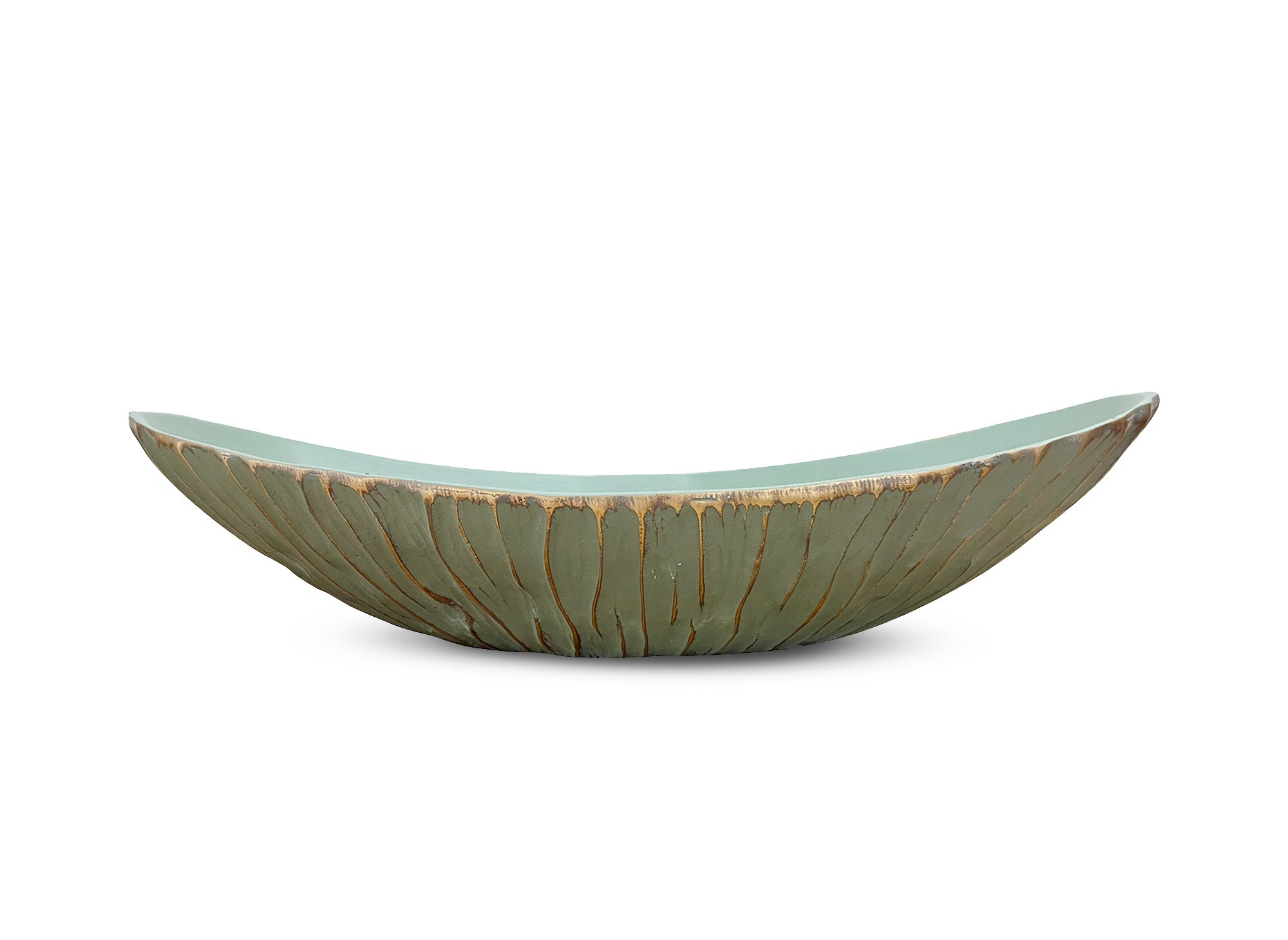 Coupelle ovale en polyrésine vert et doré 35 cm GABY