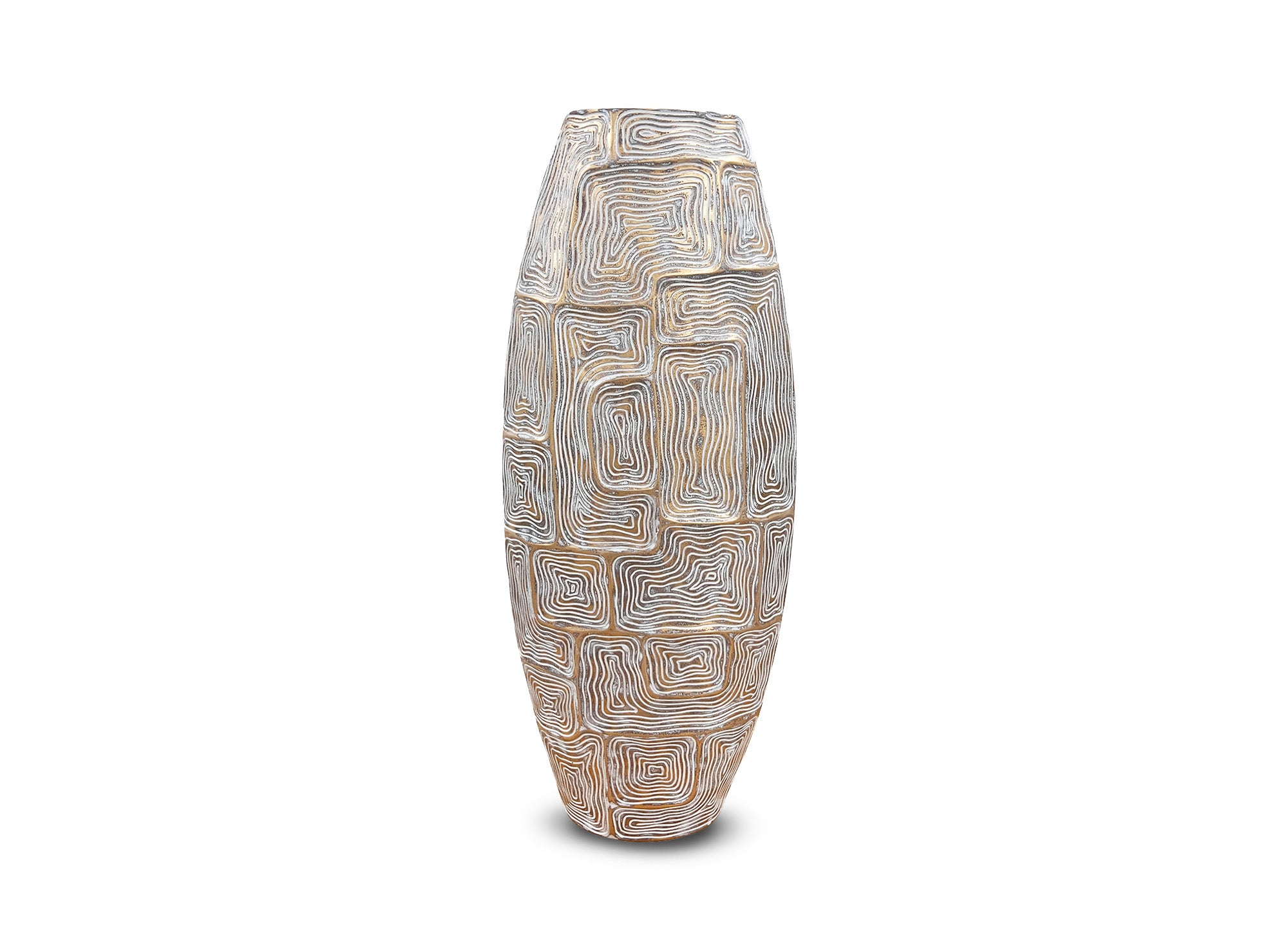 Vase totem en résine blanc et doré H60 cm ARBORA