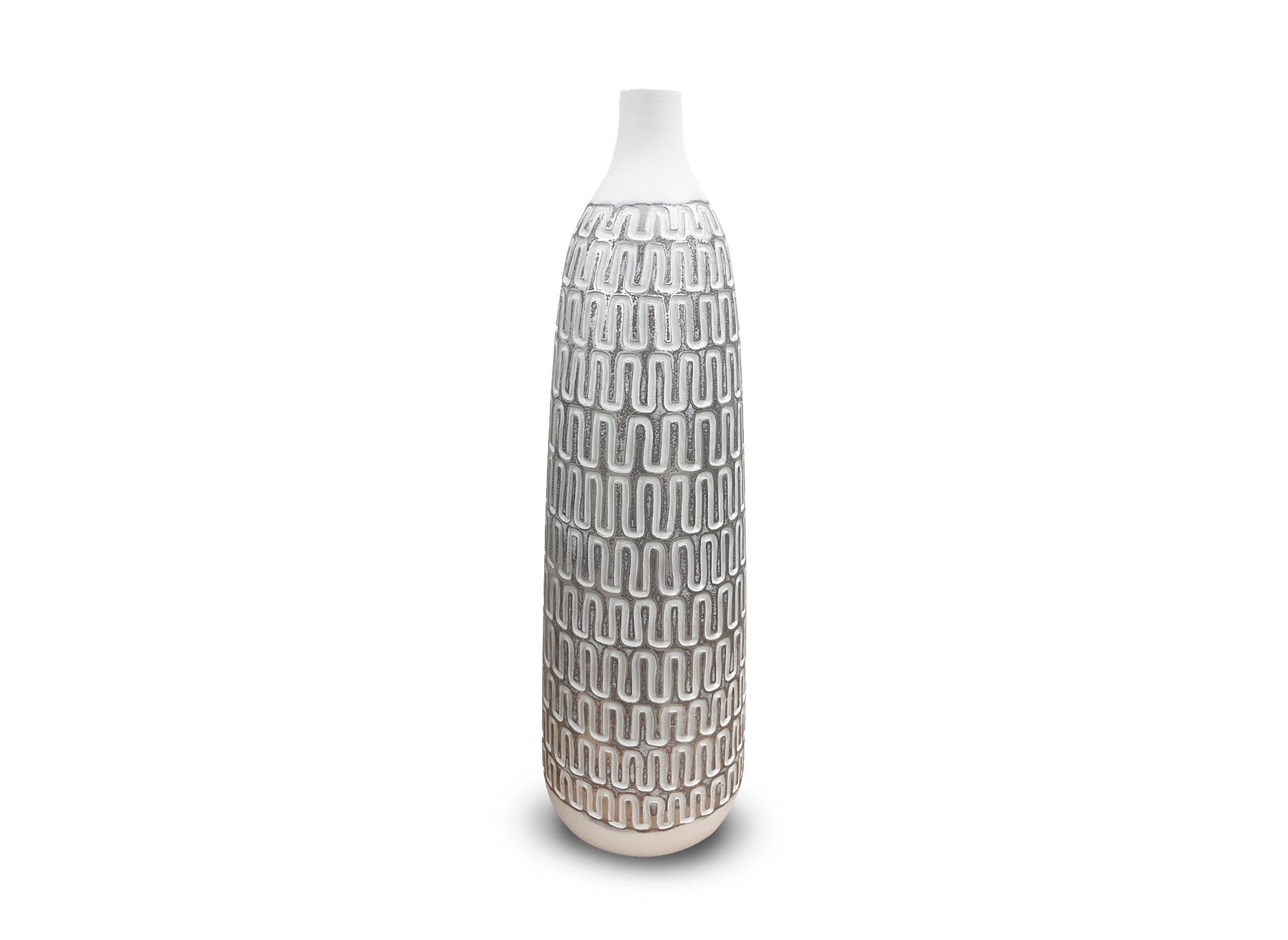 Vase XL en polyrésine blanc et argent H49 cm ALAIA