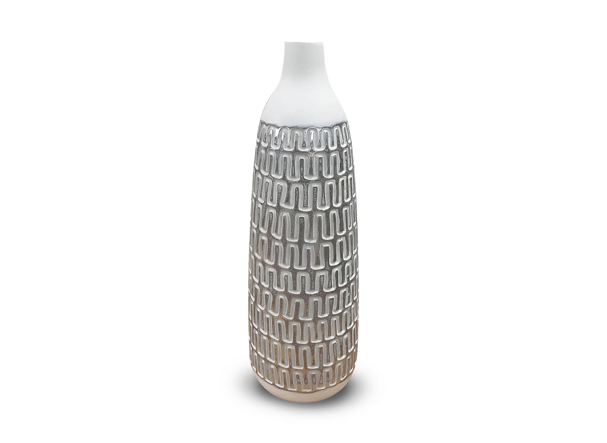 Vase XL en polyrésine blanc et argent H40 cm ALAIA