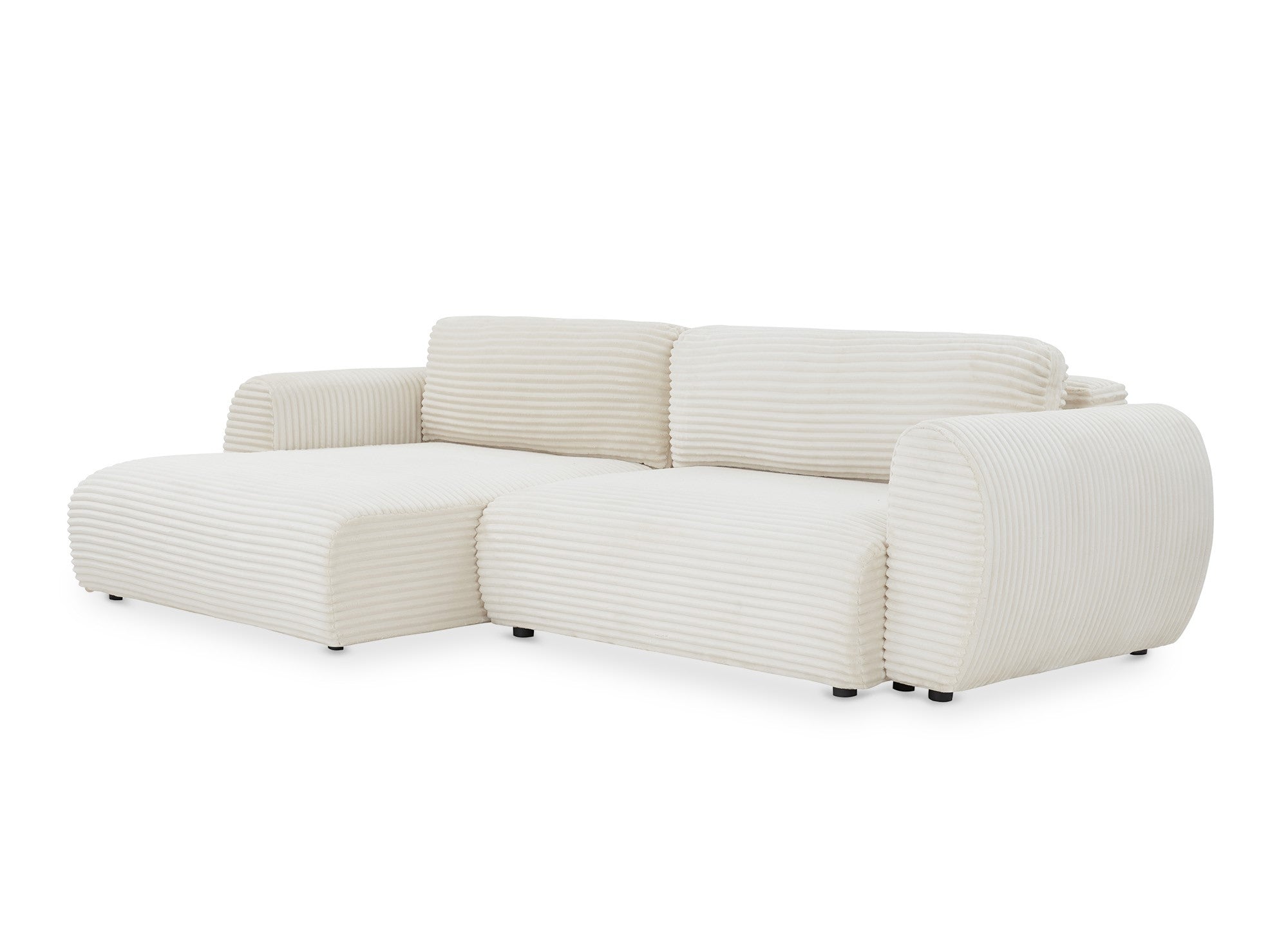 Divano angolare trasformabile con cassapanca in morbido velluto a coste grosso beige TILDA - Angolo sinistro