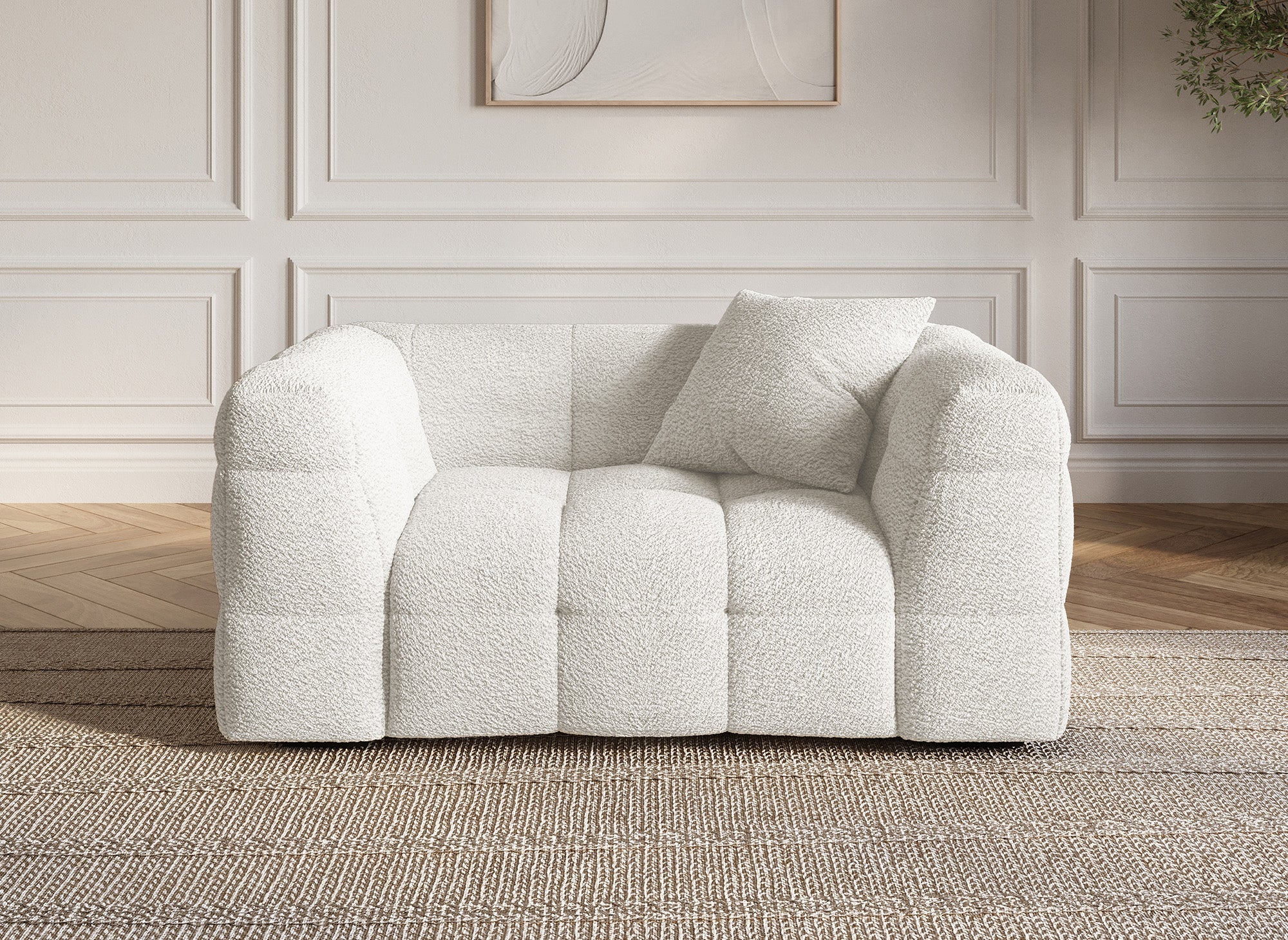 Fauteuil effet peau de mouton blanc écru BELLA