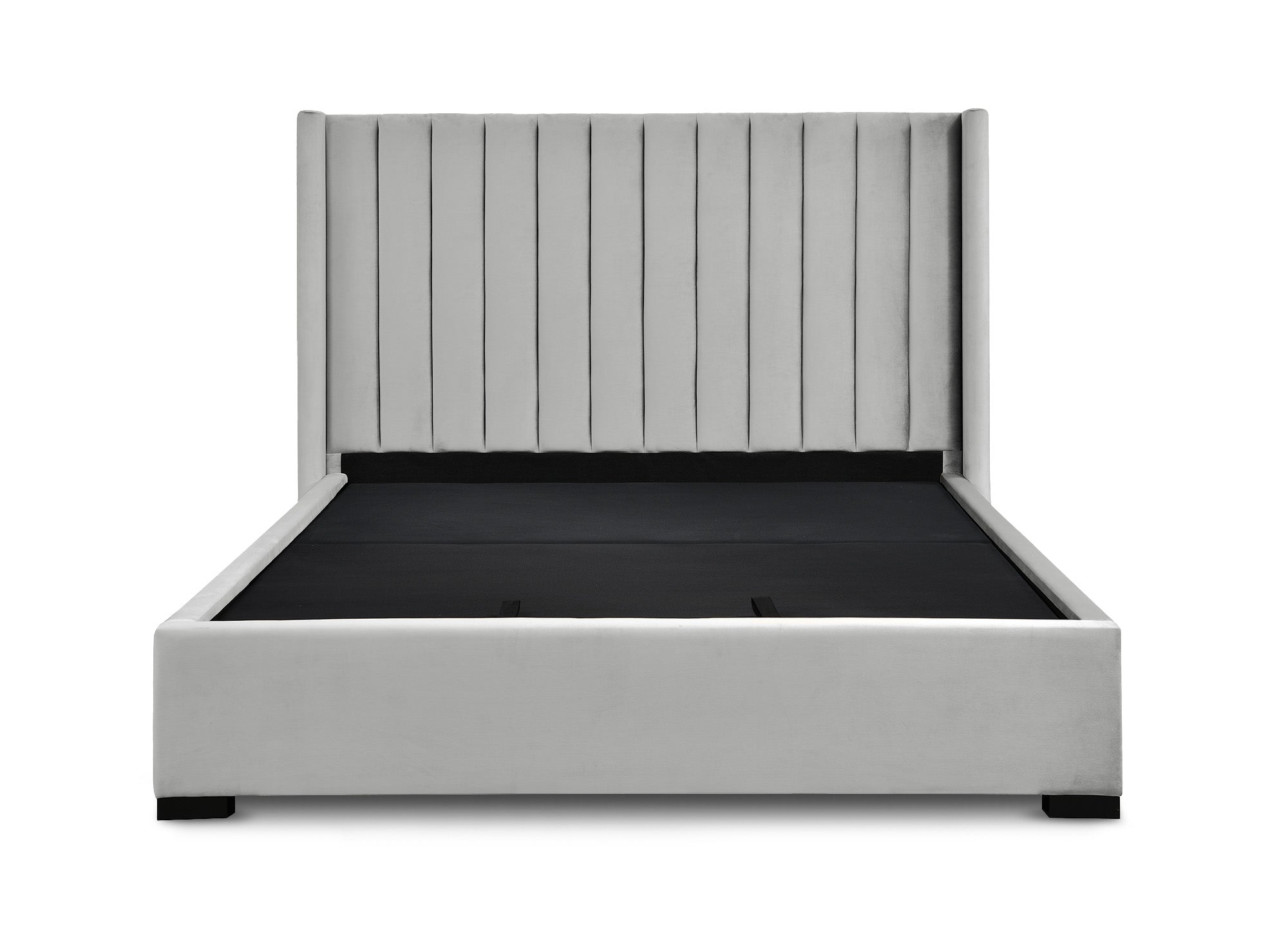 Lit coffre en velours gris 180x200 ALENA