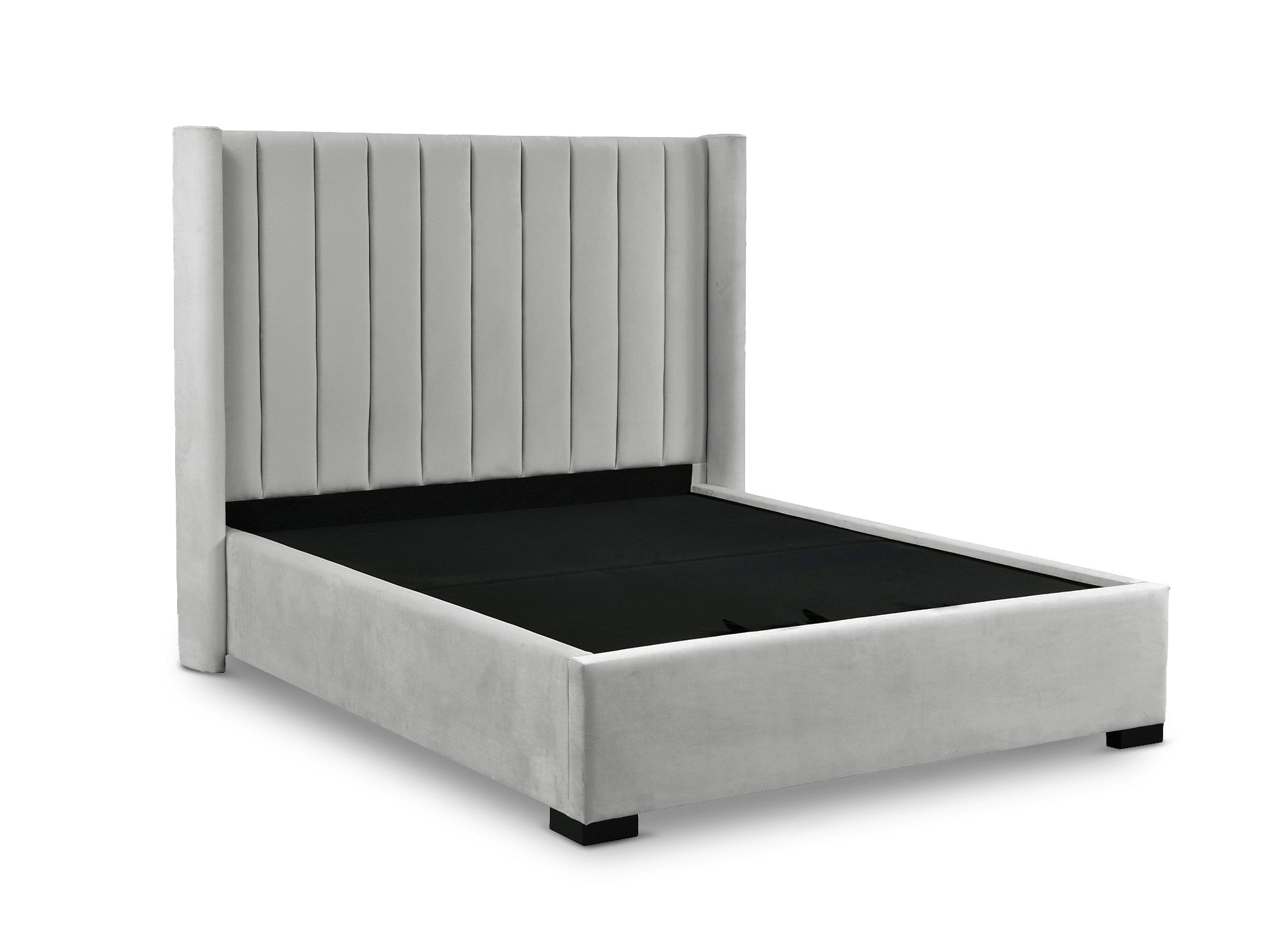 Lit coffre en velours gris 160x200 cm ALENA