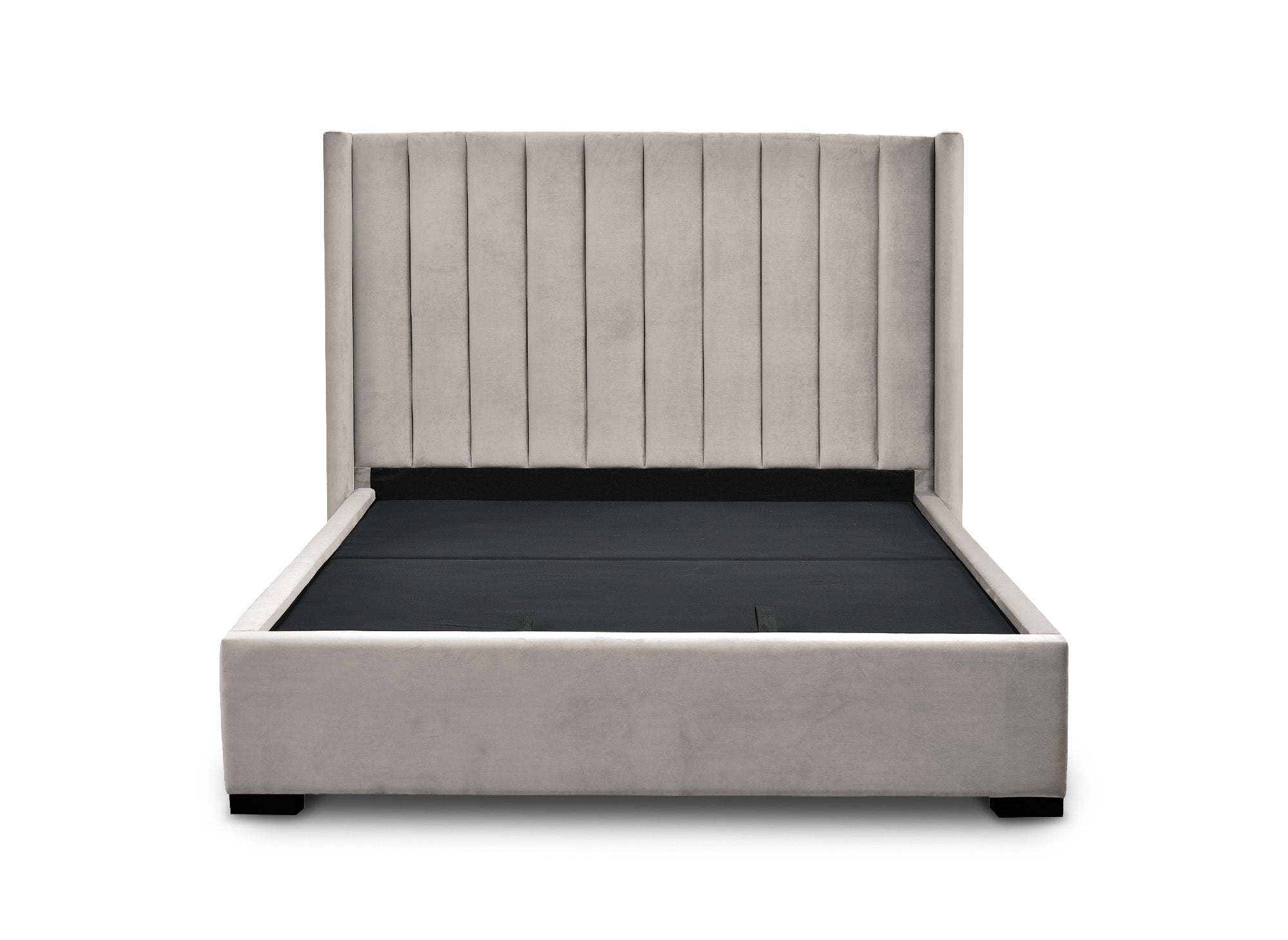 Lit coffre en velours taupe 160x200 cm ALENA