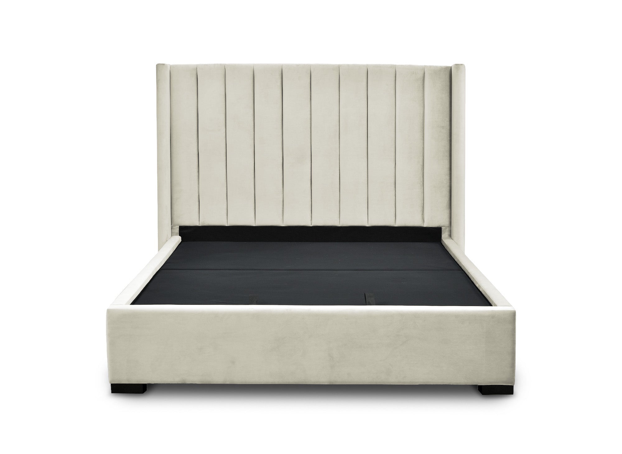 Lit coffre en velours beige 160x200 cm ALENA