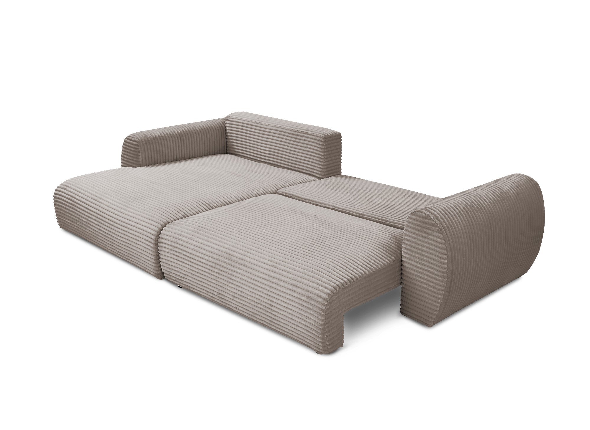 Canapé d'angle convertible avec coffre en velours gros côtelé doux taupe TILDA - Angle gauche