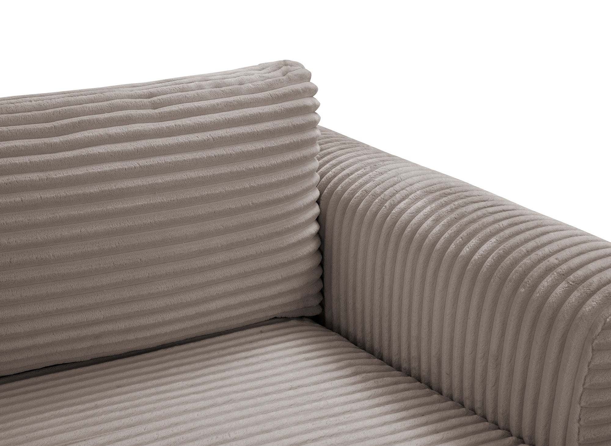 Canapé d'angle convertible avec coffre en velours gros côtelé doux taupe TILDA - Angle droit