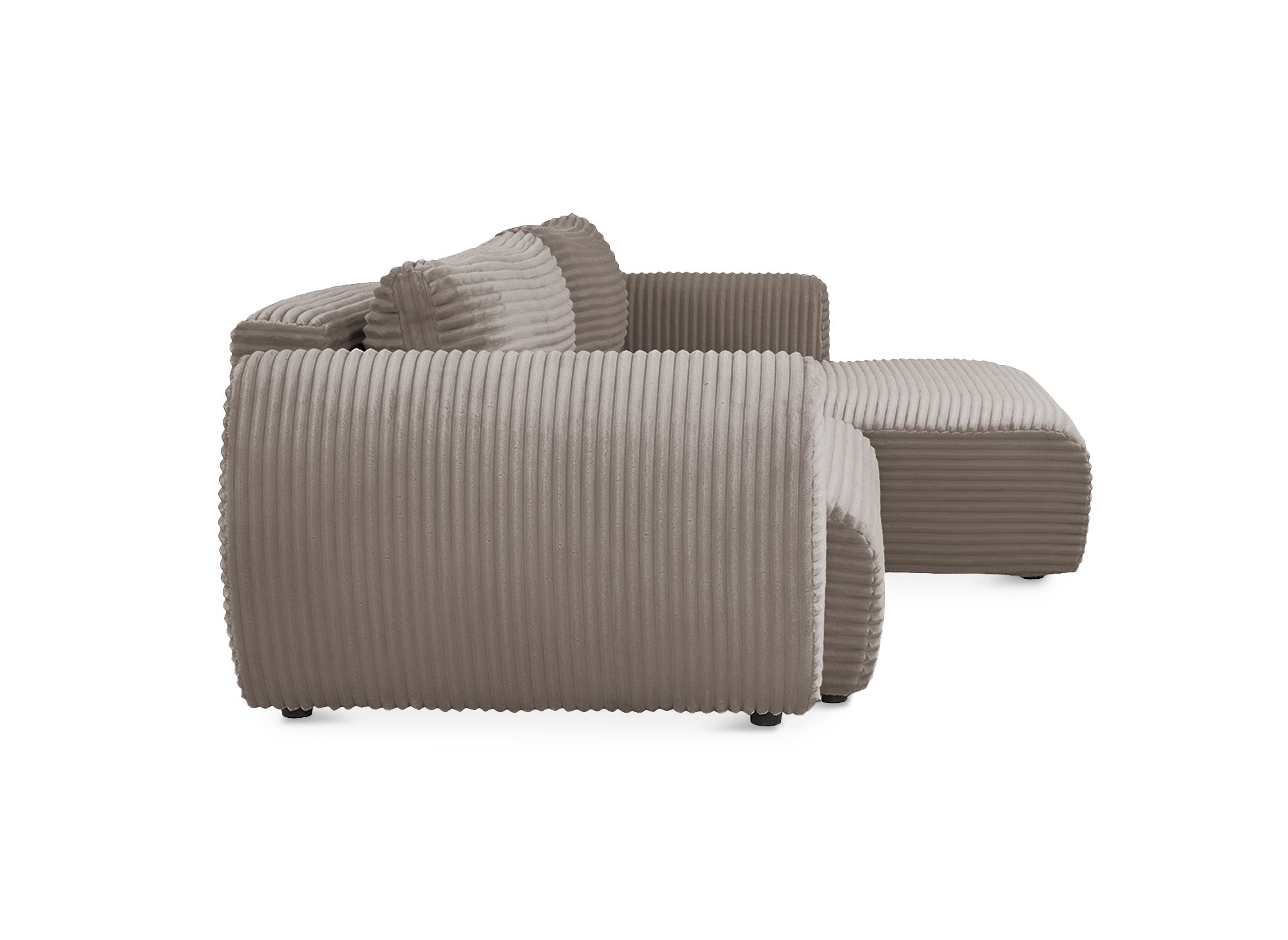 Canapé d'angle convertible avec coffre en velours gros côtelé doux taupe TILDA - Angle droit