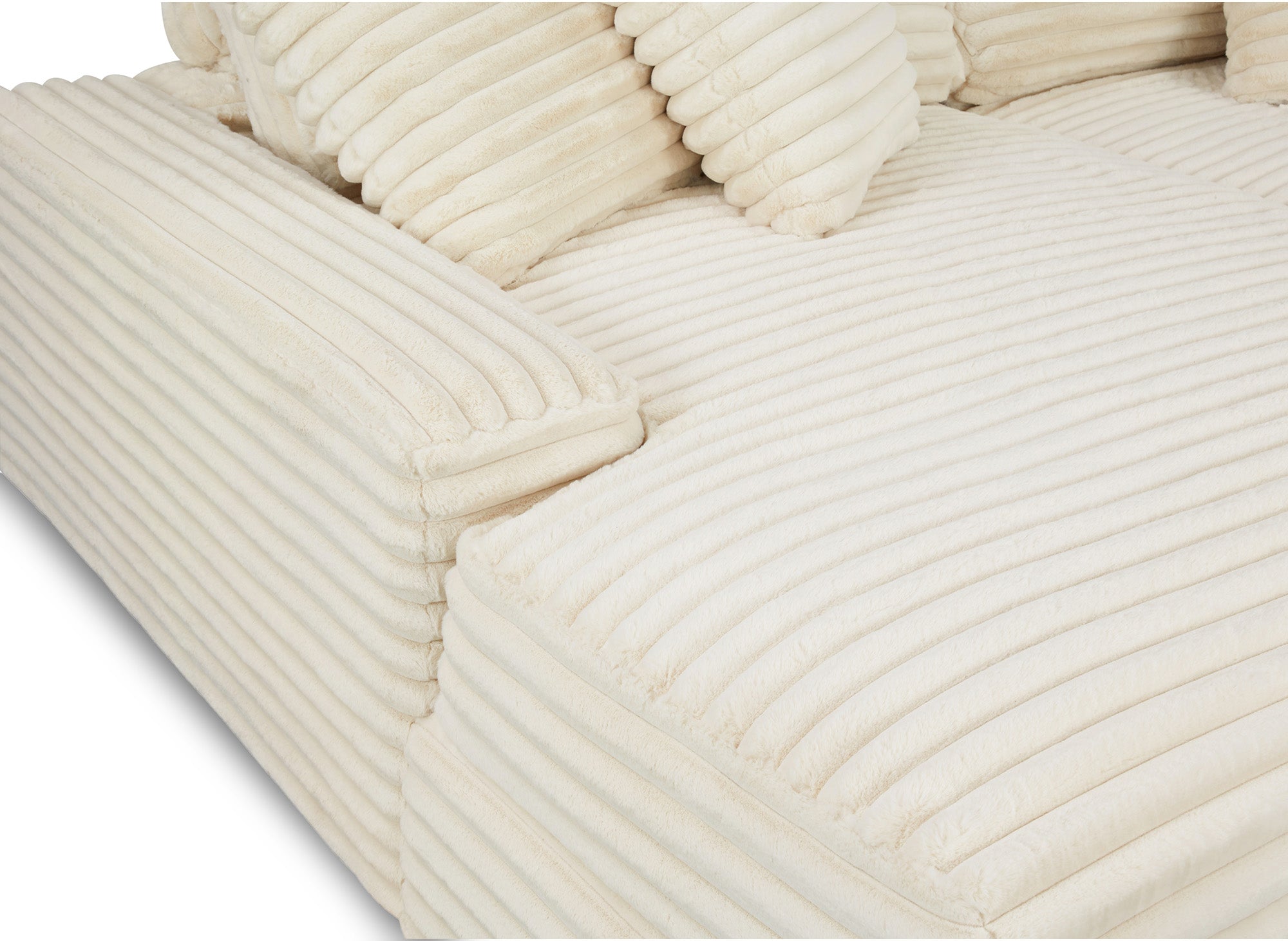 Canapé droit 2 places en gros côtelé doux beige DAHO