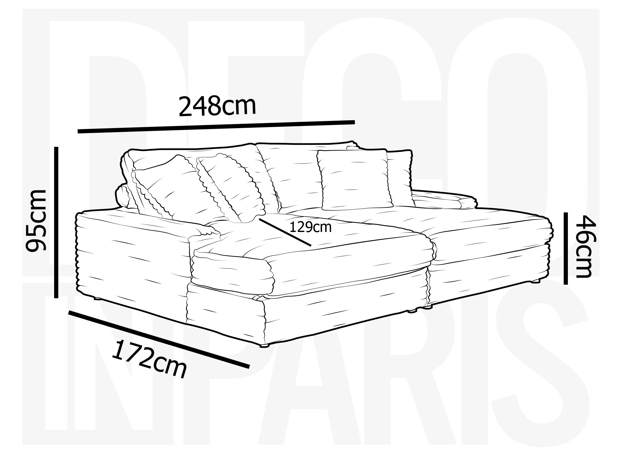 Canapé droit 2 places en gros côtelé doux taupe DAHO