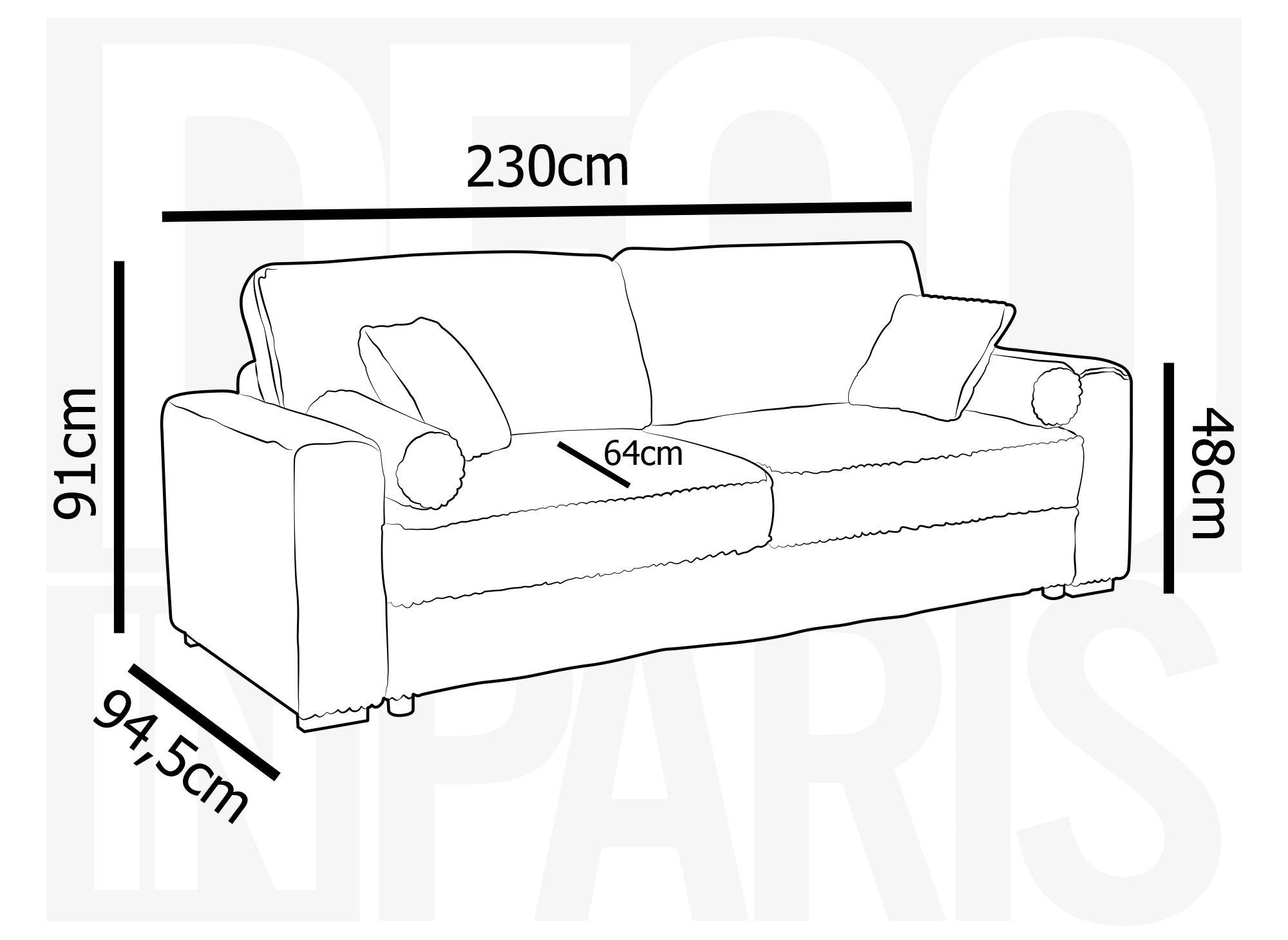 Canapé convertible 3 places en velours côtelé épais gris ALINE