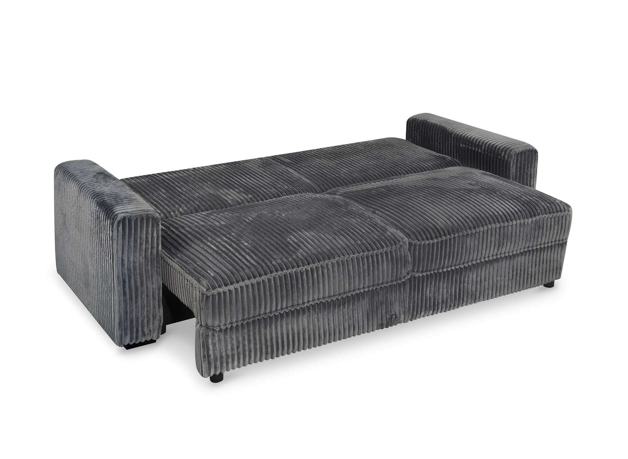 Canapé convertible 3 places en velours côtelé épais gris ALINE